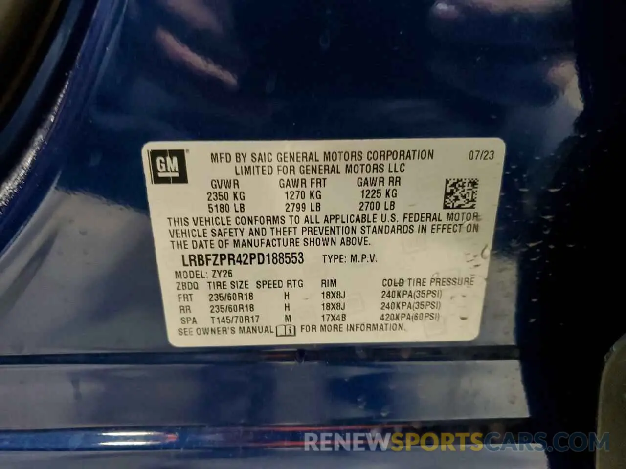13 Photograph of a damaged car LRBFZPR42PD188553 BUICK ENVISION 2023
