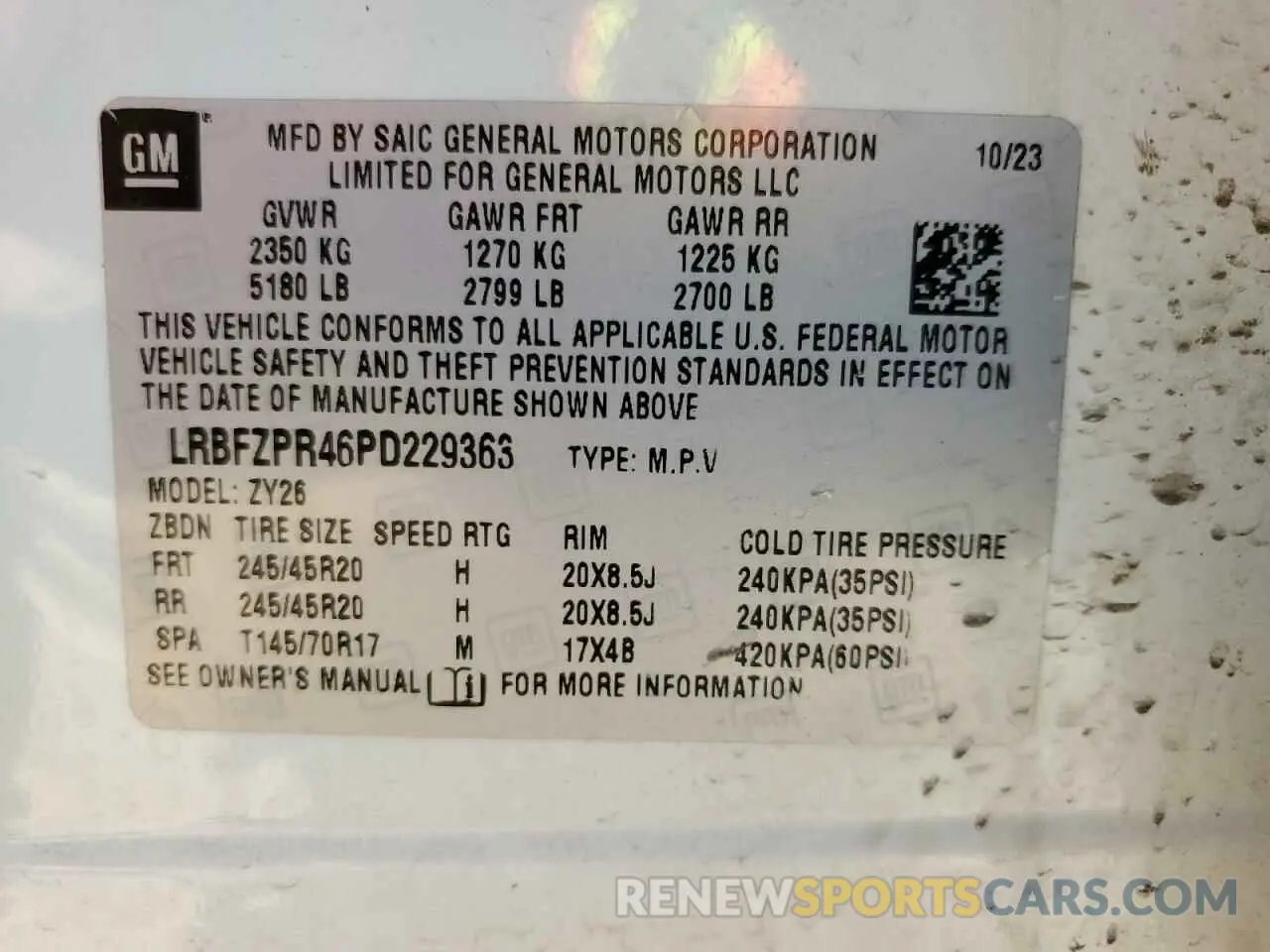 14 Photograph of a damaged car LRBFZPR46PD229363 BUICK ENVISION 2023