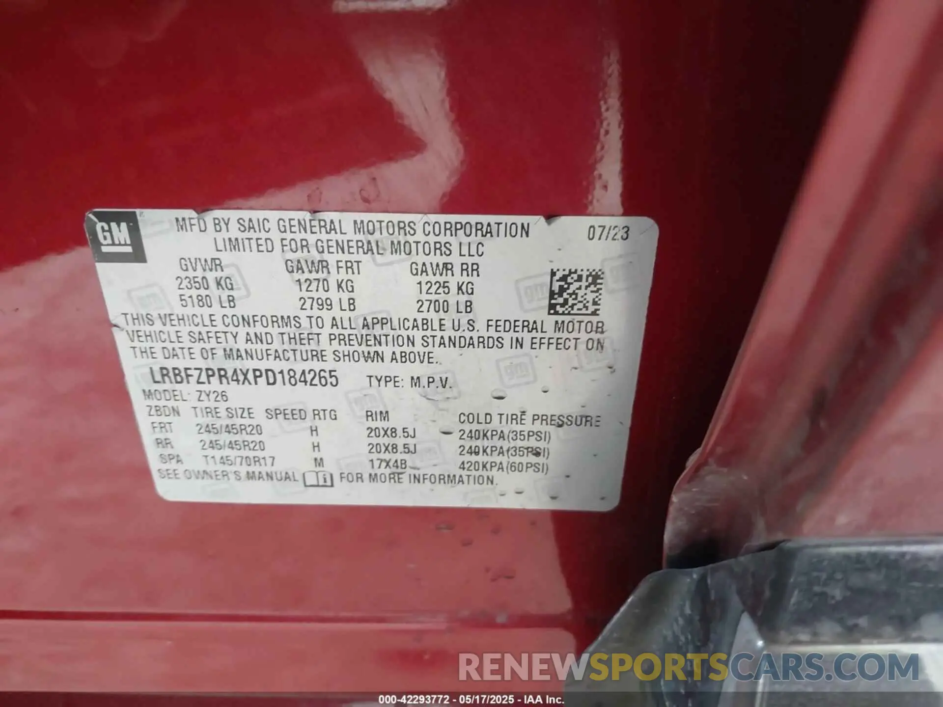 9 Photograph of a damaged car LRBFZPR4XPD184265 BUICK ENVISION 2023