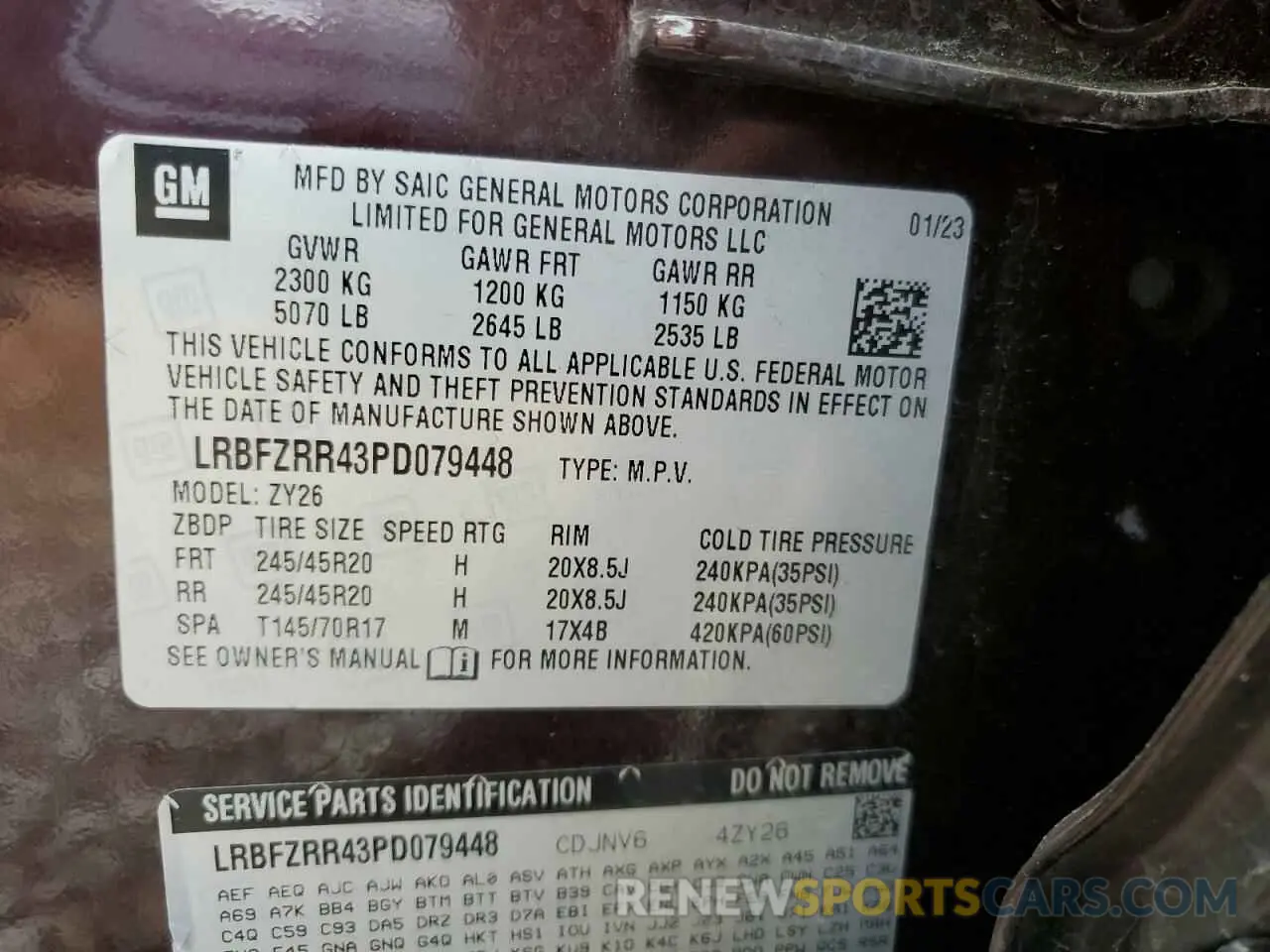 14 Photograph of a damaged car LRBFZRR43PD079448 BUICK ENVISION 2023