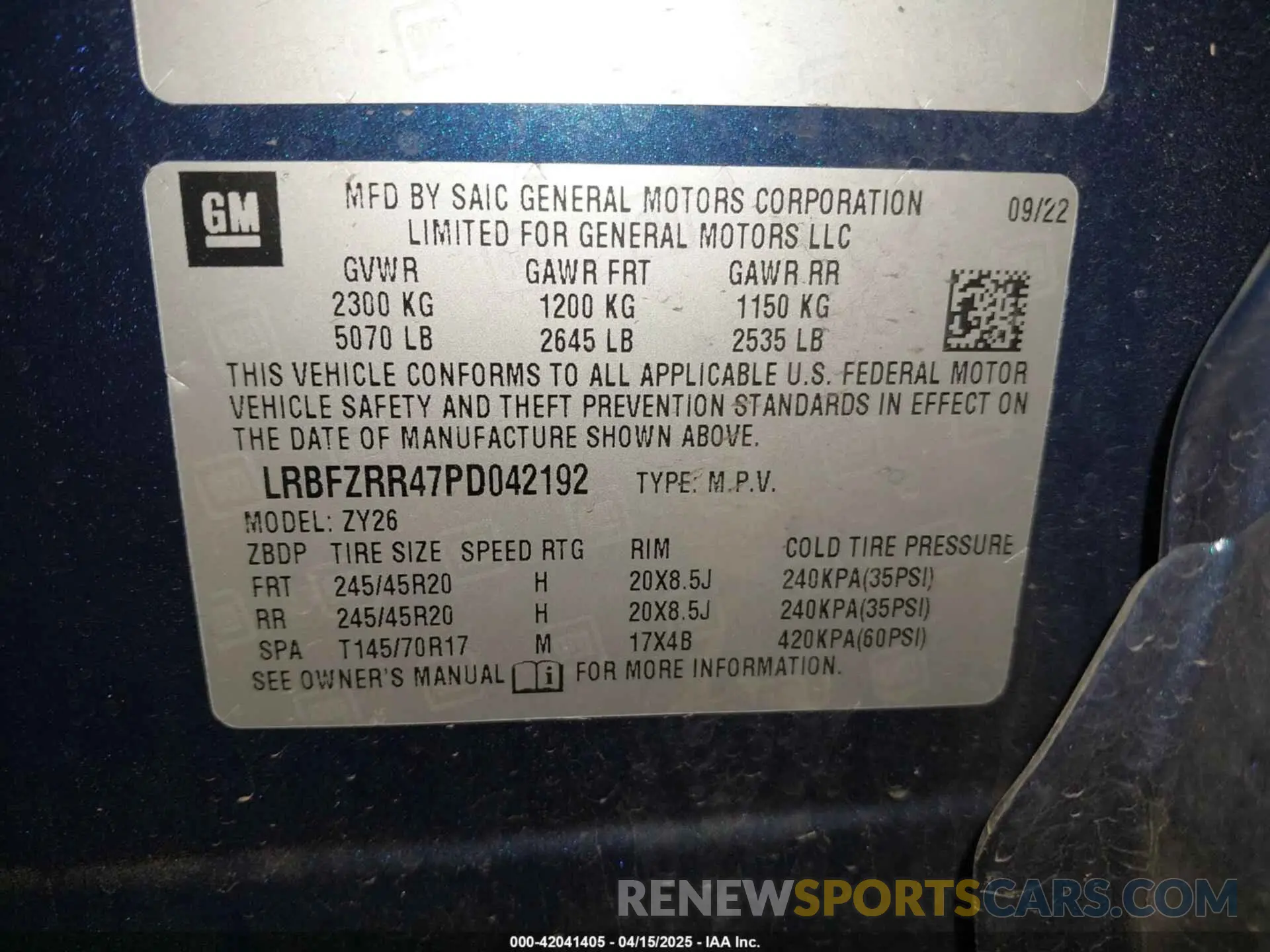 9 Photograph of a damaged car LRBFZRR47PD042192 BUICK ENVISION 2023