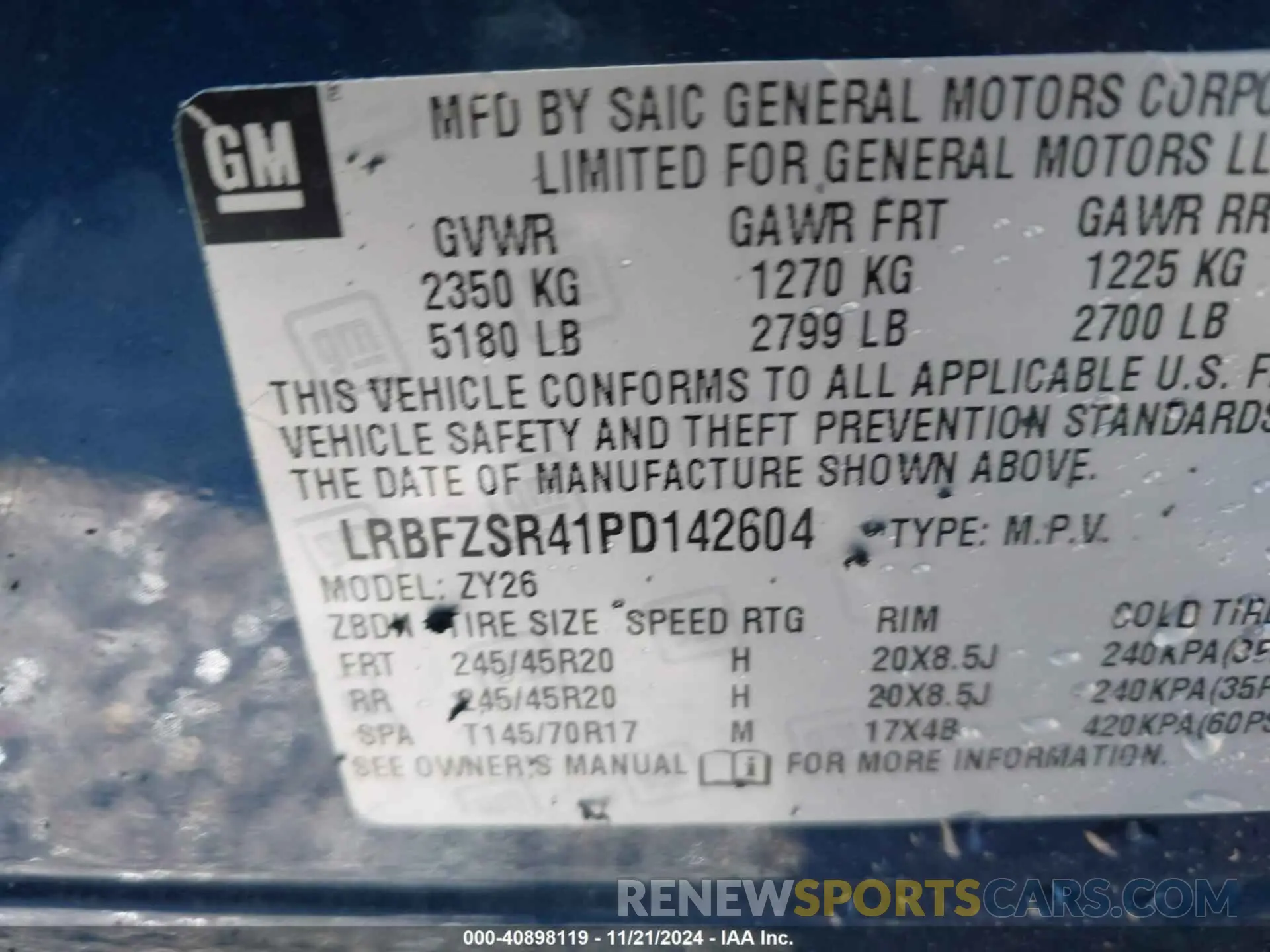 9 Photograph of a damaged car LRBFZSR41PD142604 BUICK ENVISION 2023