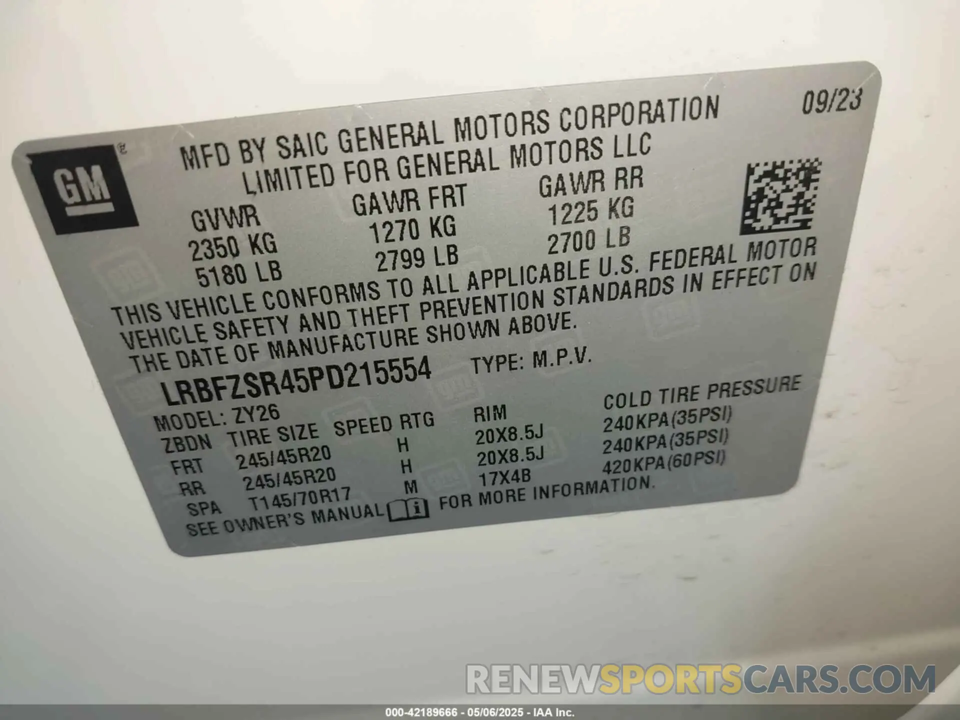 9 Photograph of a damaged car LRBFZSR45PD215554 BUICK ENVISION 2023