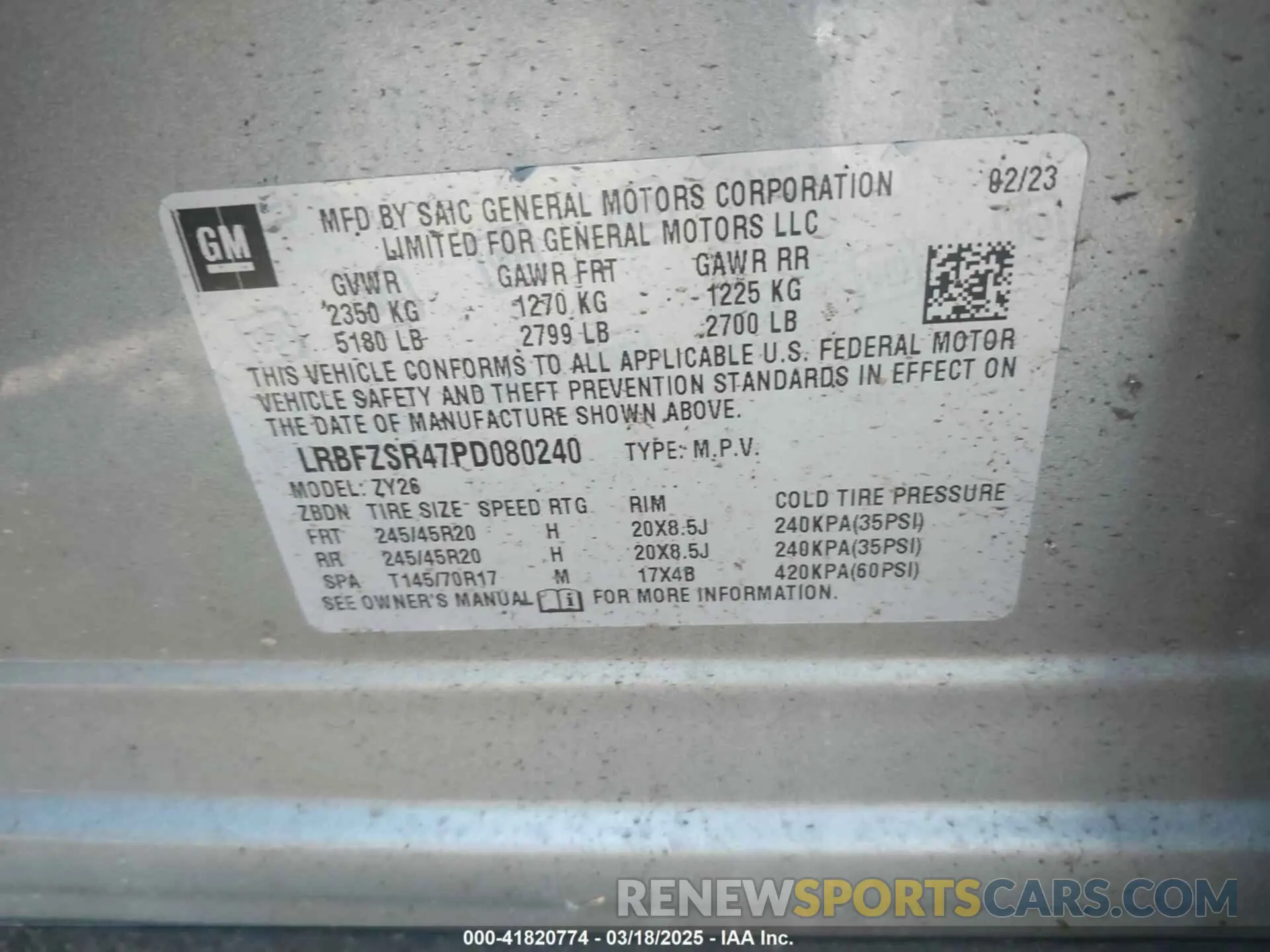 9 Photograph of a damaged car LRBFZSR47PD080240 BUICK ENVISION 2023