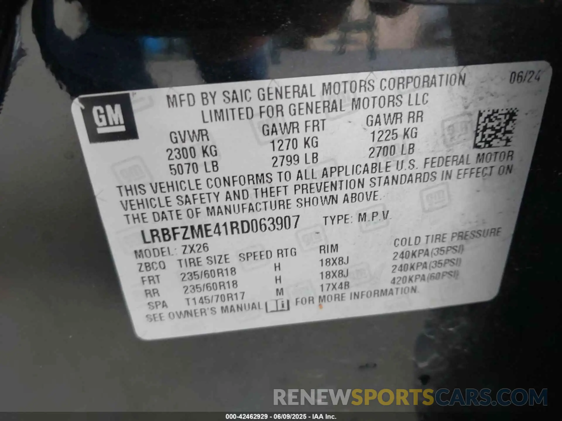 9 Photograph of a damaged car LRBFZME41RD063907 BUICK ENVISION 2024