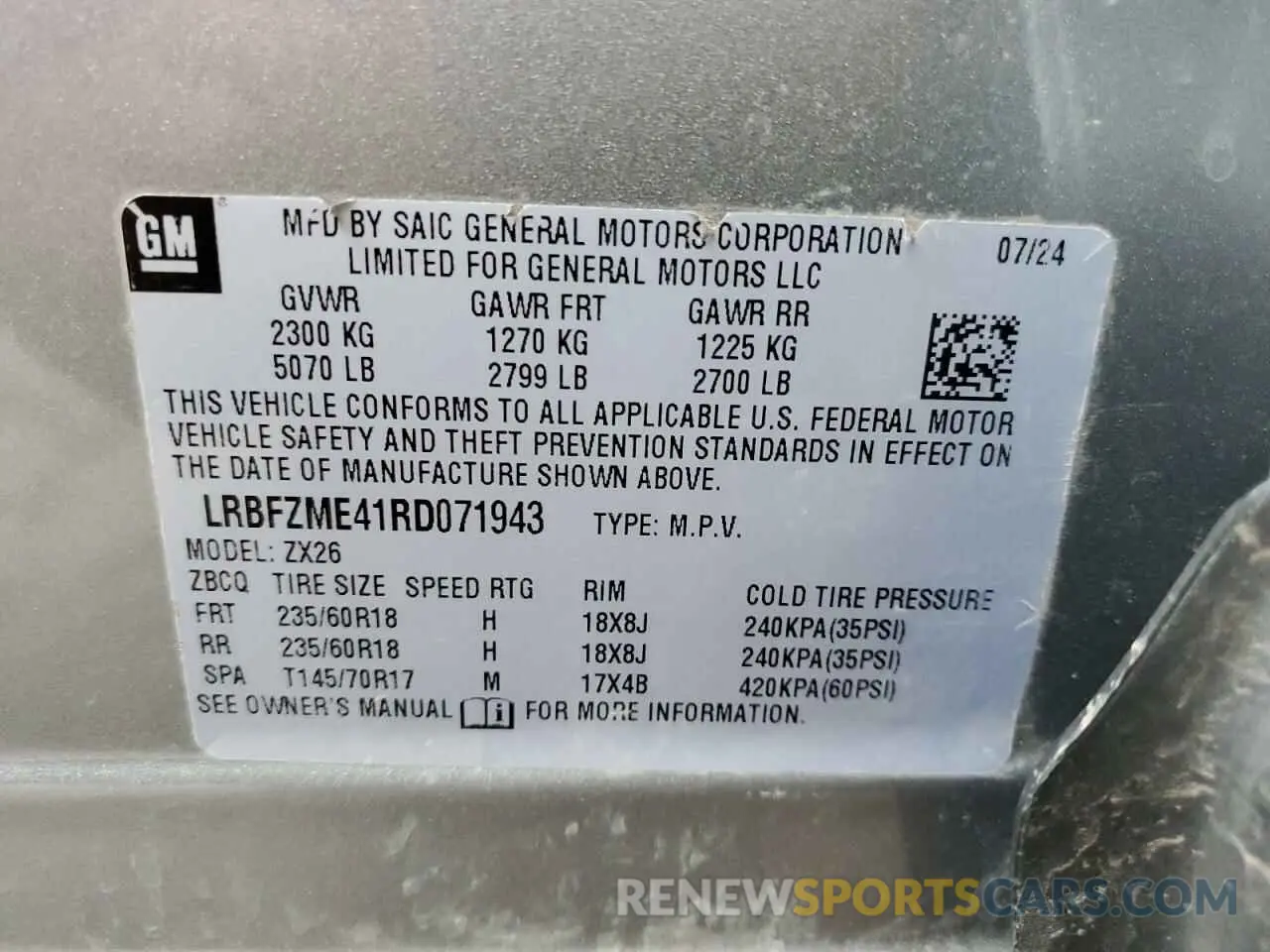 13 Photograph of a damaged car LRBFZME41RD071943 BUICK ENVISION 2024