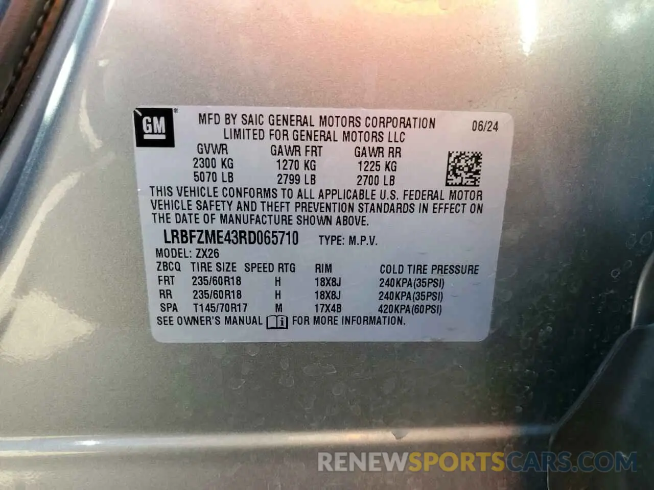13 Photograph of a damaged car LRBFZME43RD065710 BUICK ENVISION 2024