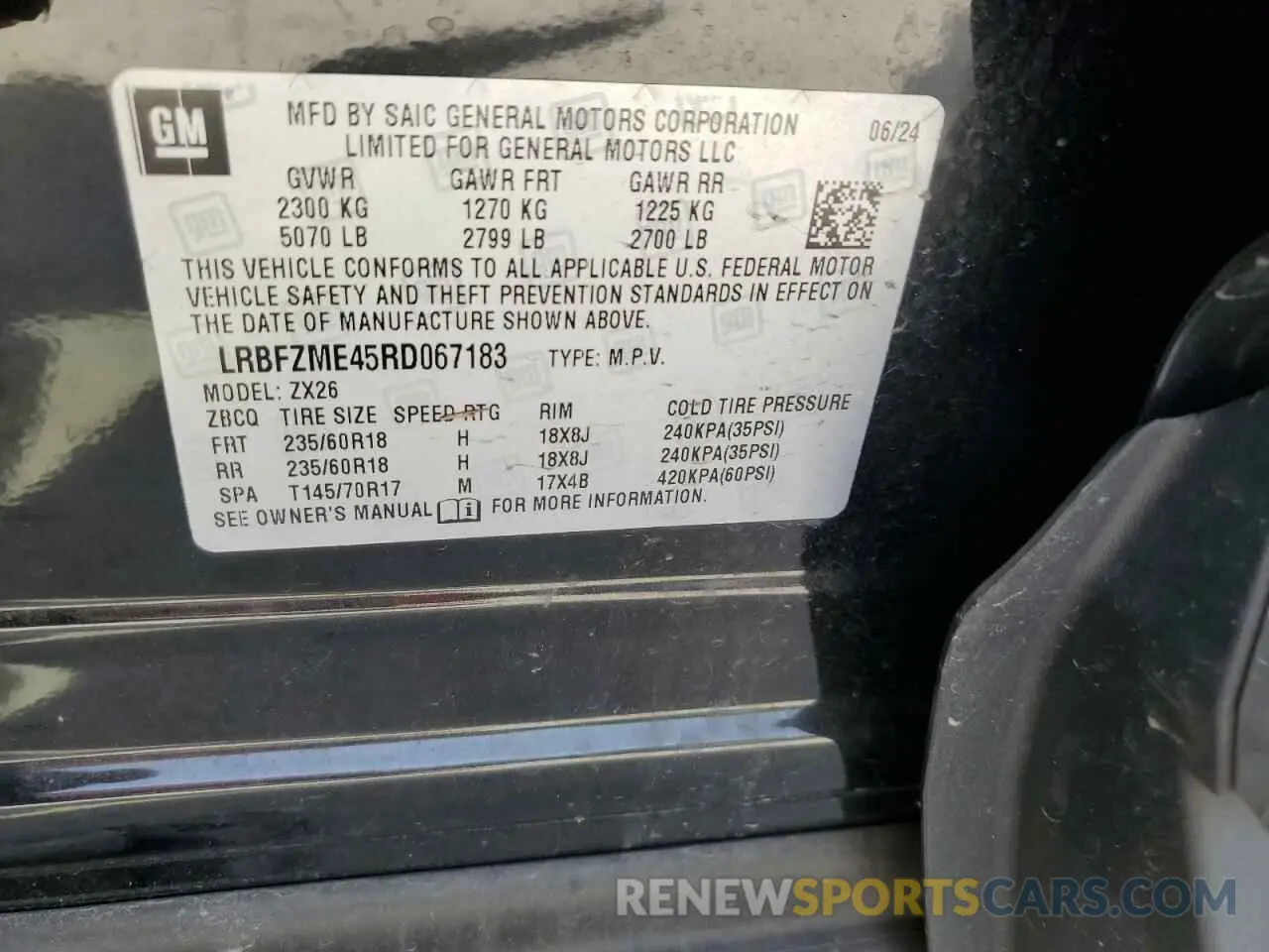 13 Photograph of a damaged car LRBFZME45RD067183 BUICK ENVISION 2024