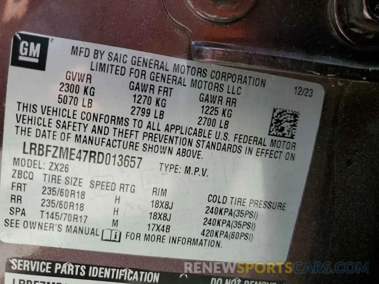 14 Photograph of a damaged car LRBFZME47RD013657 BUICK ENVISION 2024