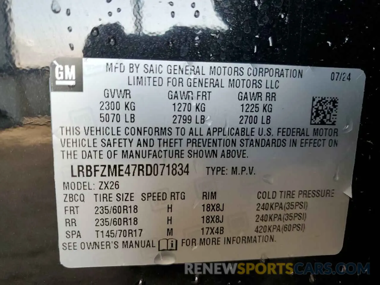 14 Photograph of a damaged car LRBFZME47RD071834 BUICK ENVISION 2024