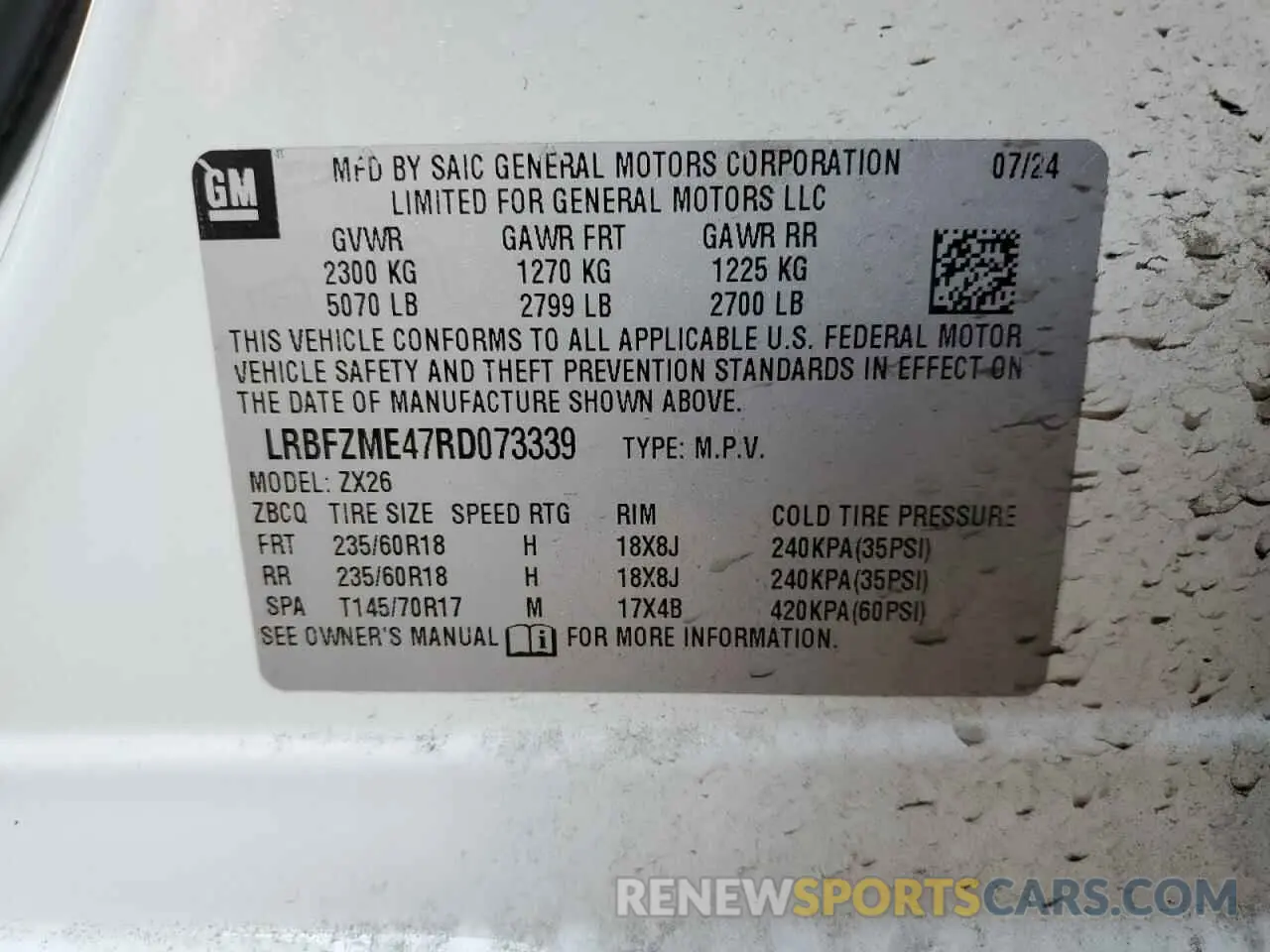 13 Photograph of a damaged car LRBFZME47RD073339 BUICK ENVISION 2024