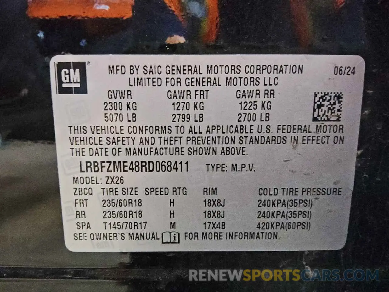 14 Photograph of a damaged car LRBFZME48RD068411 BUICK ENVISION 2024