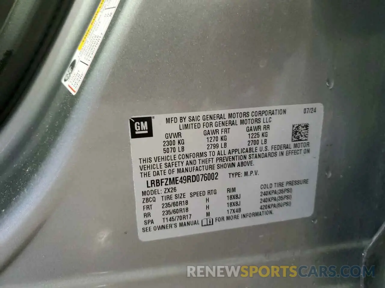 13 Photograph of a damaged car LRBFZME49RD076002 BUICK ENVISION 2024
