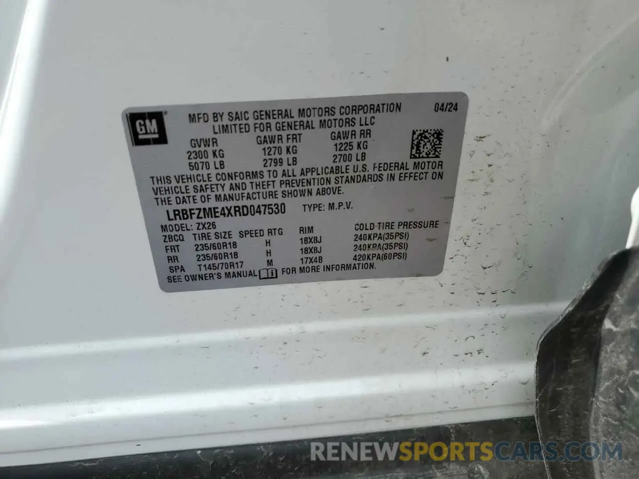 13 Photograph of a damaged car LRBFZME4XRD047530 BUICK ENVISION 2024
