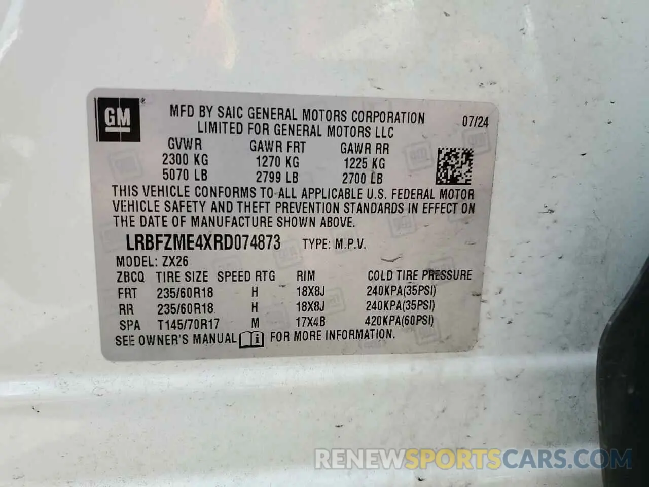 12 Photograph of a damaged car LRBFZME4XRD074873 BUICK ENVISION 2024