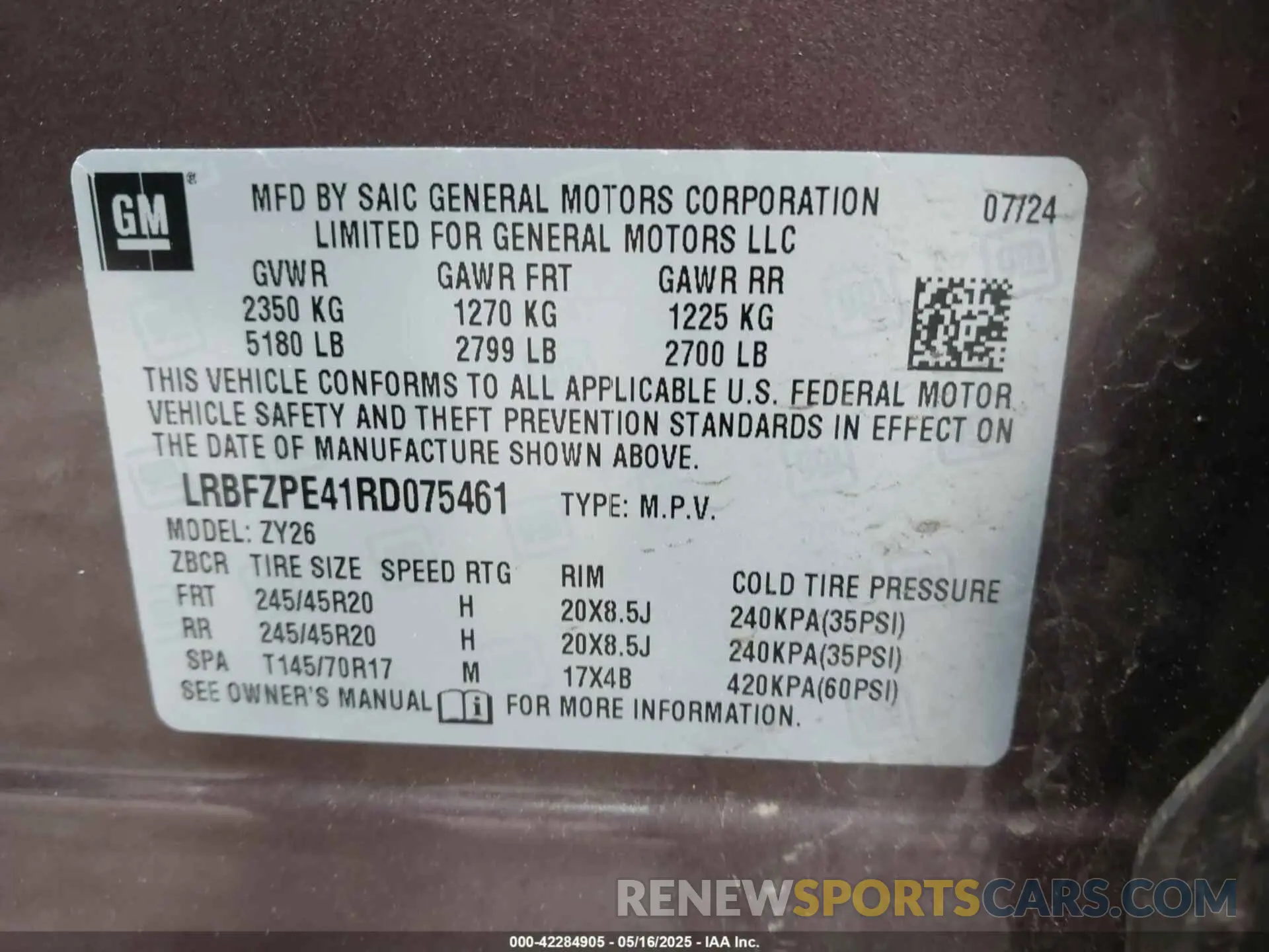 9 Photograph of a damaged car LRBFZPE41RD075461 BUICK ENVISION 2024