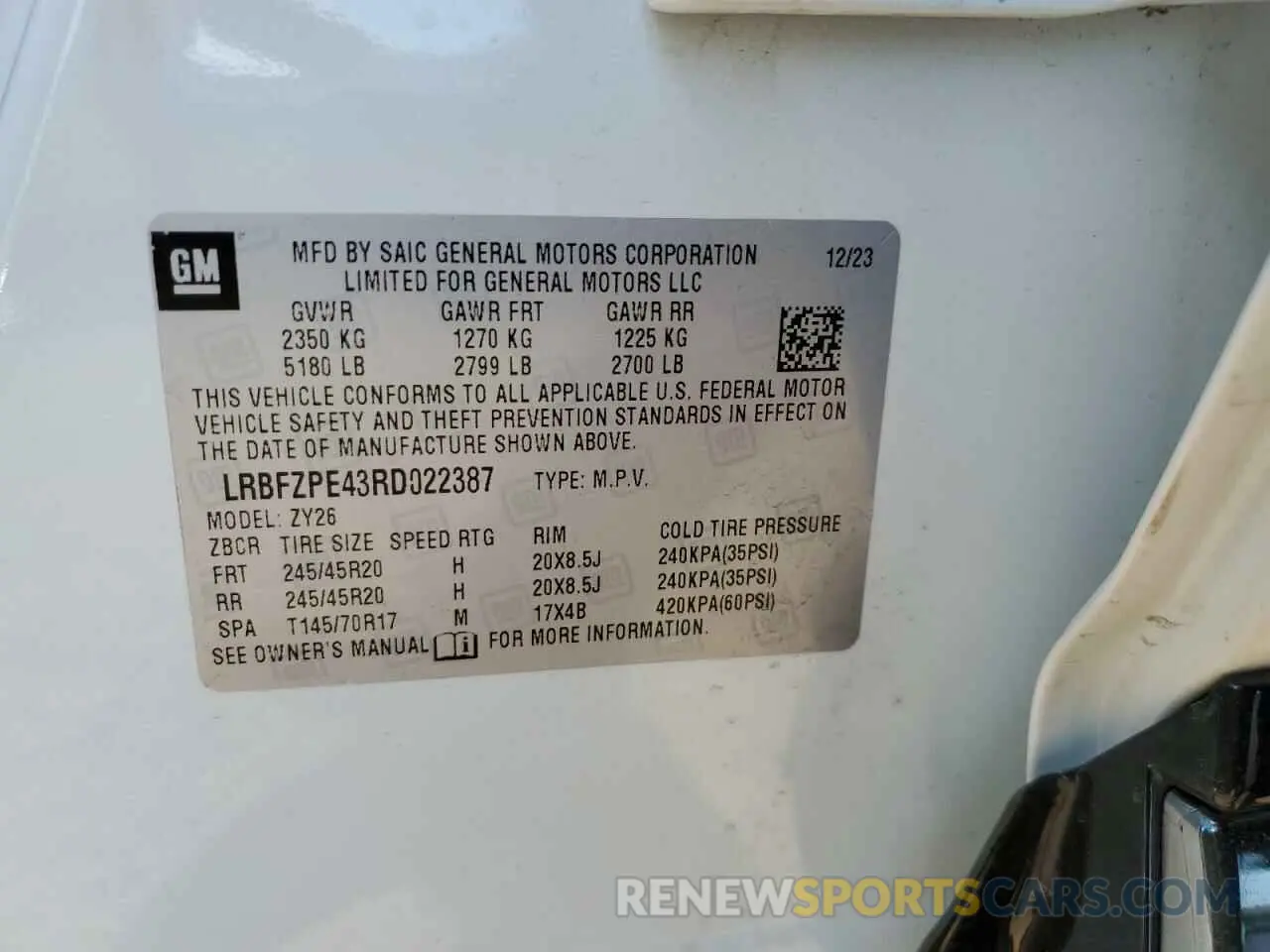 13 Photograph of a damaged car LRBFZPE43RD022387 BUICK ENVISION 2024