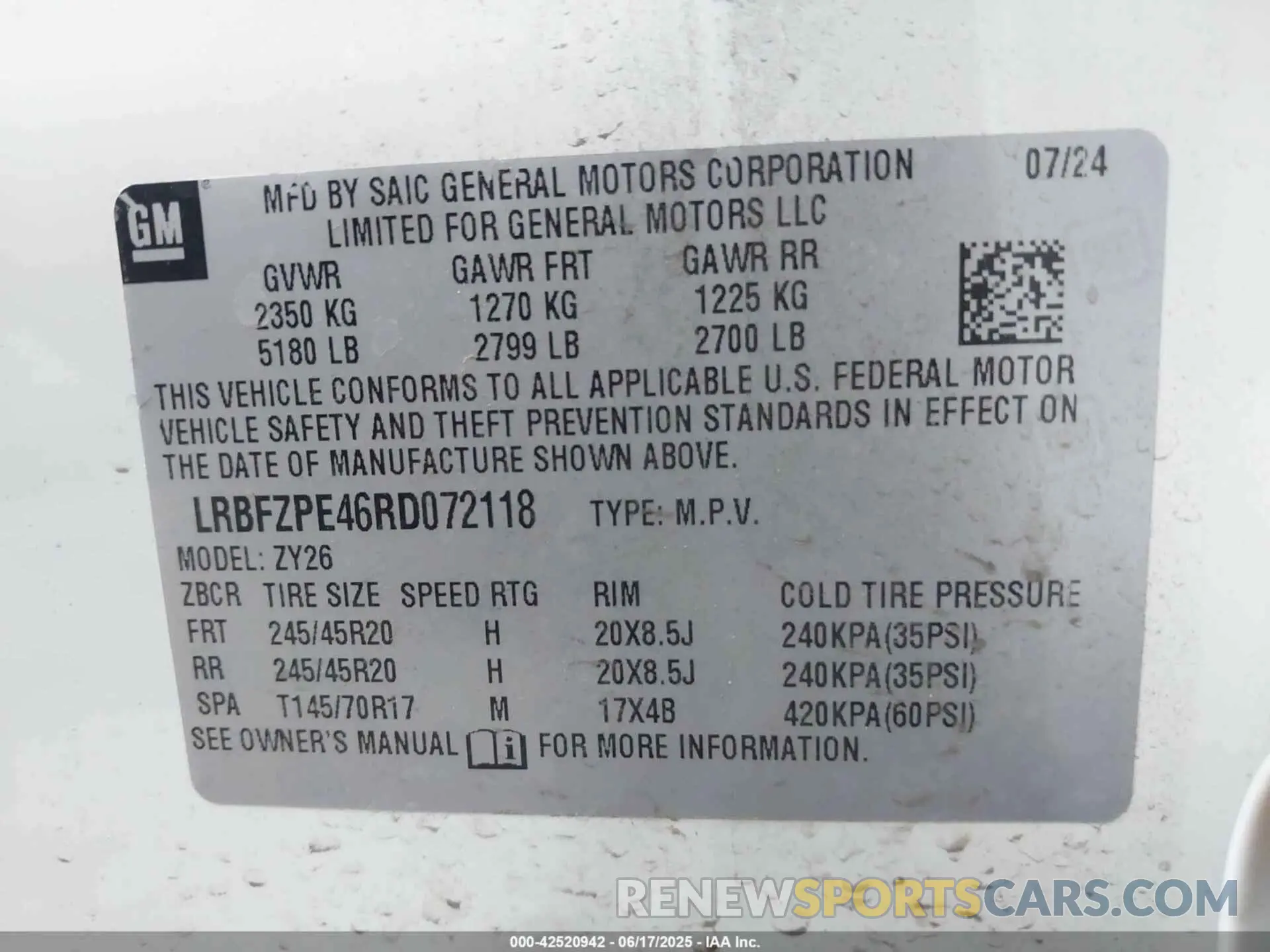 9 Photograph of a damaged car LRBFZPE46RD072118 BUICK ENVISION 2024