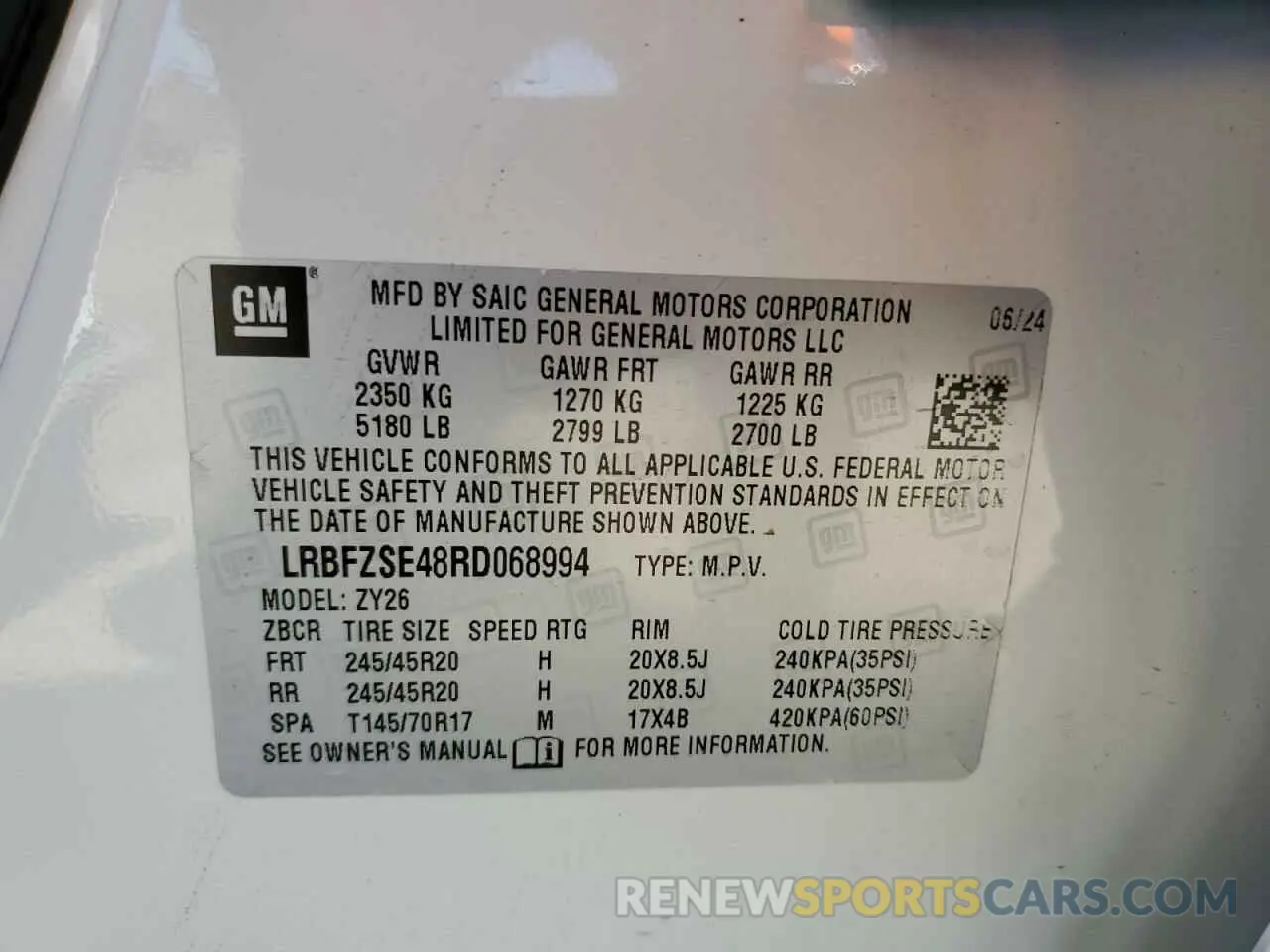 14 Photograph of a damaged car LRBFZSE48RD068994 BUICK ENVISION 2024