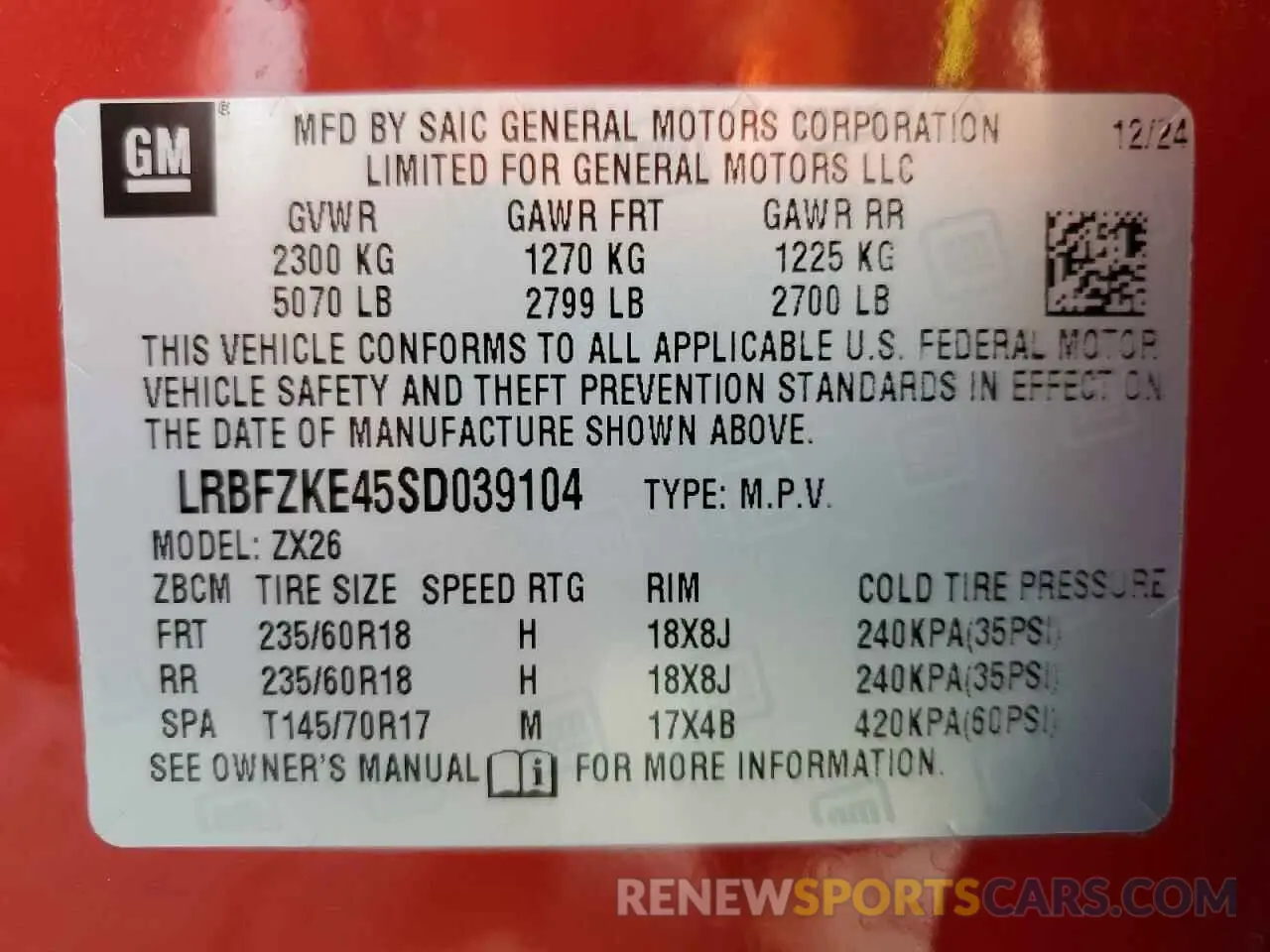 13 Photograph of a damaged car LRBFZKE45SD039104 BUICK ENVISION 2025