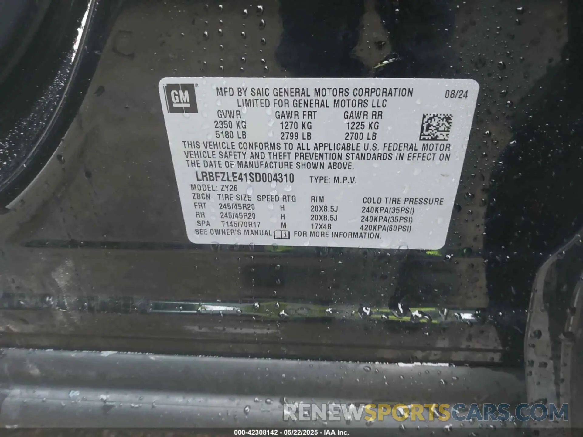 9 Photograph of a damaged car LRBFZLE41SD004310 BUICK ENVISION 2025