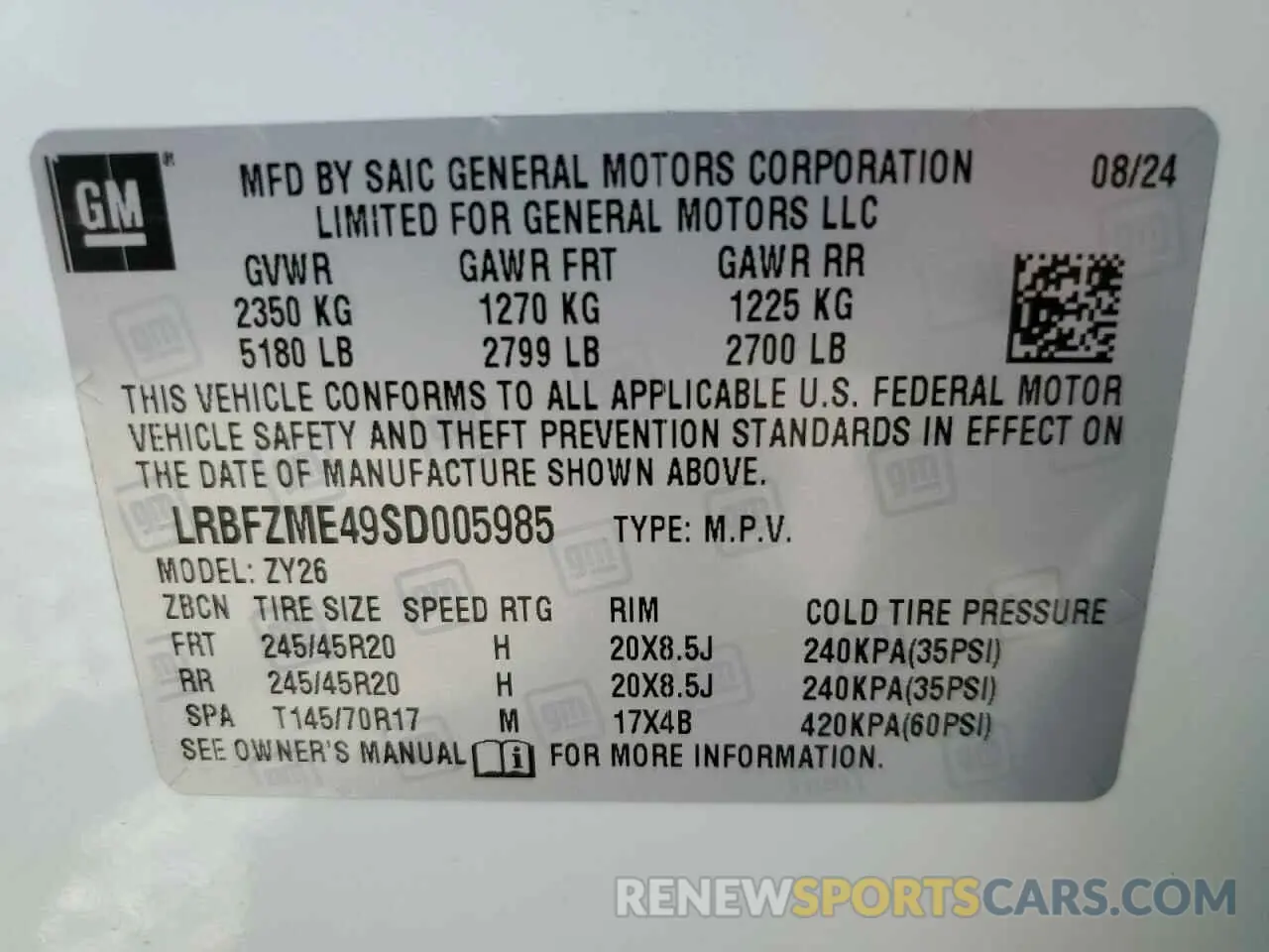 15 Photograph of a damaged car LRBFZME49SD005985 BUICK ENVISION 2025