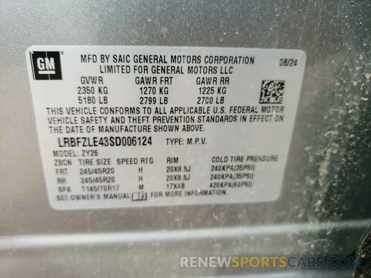 13 Photograph of a damaged car LRBFZLE43SD006124 BUICK ENVISION S 2025