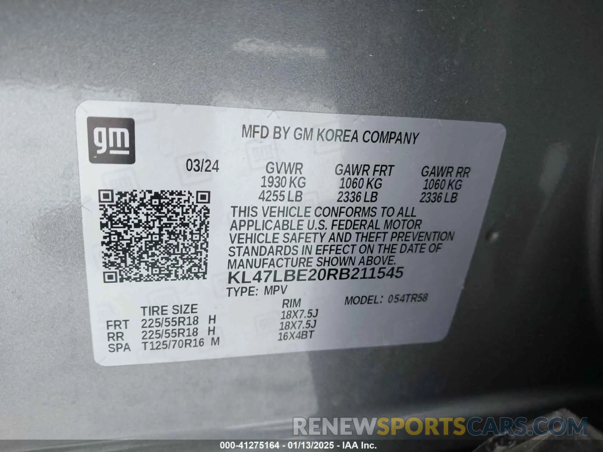 9 Photograph of a damaged car KL47LBE20RB211545 BUICK ENVISTA 2024