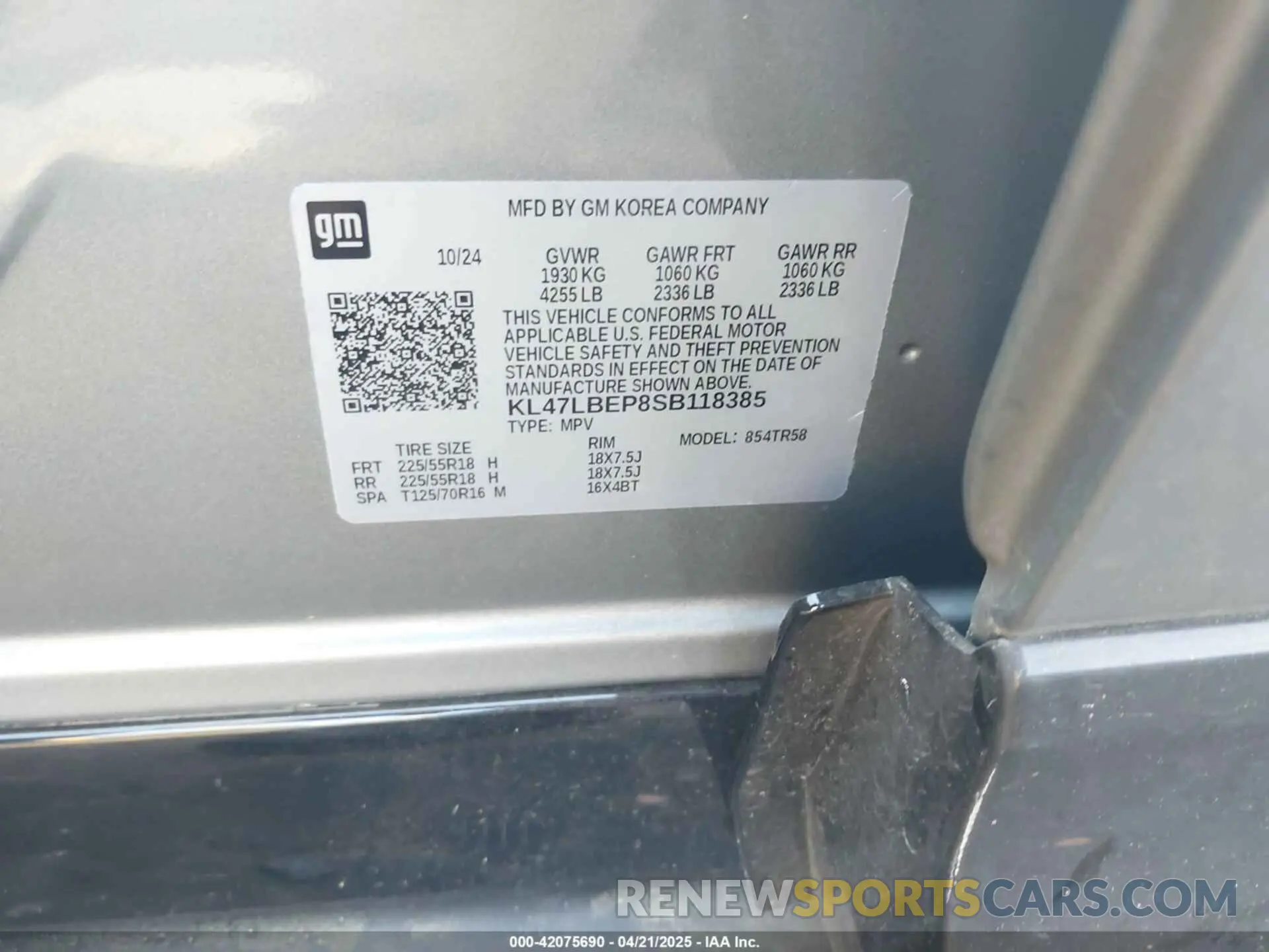 9 Photograph of a damaged car KL47LBEP8SB118385 BUICK ENVISTA 2025