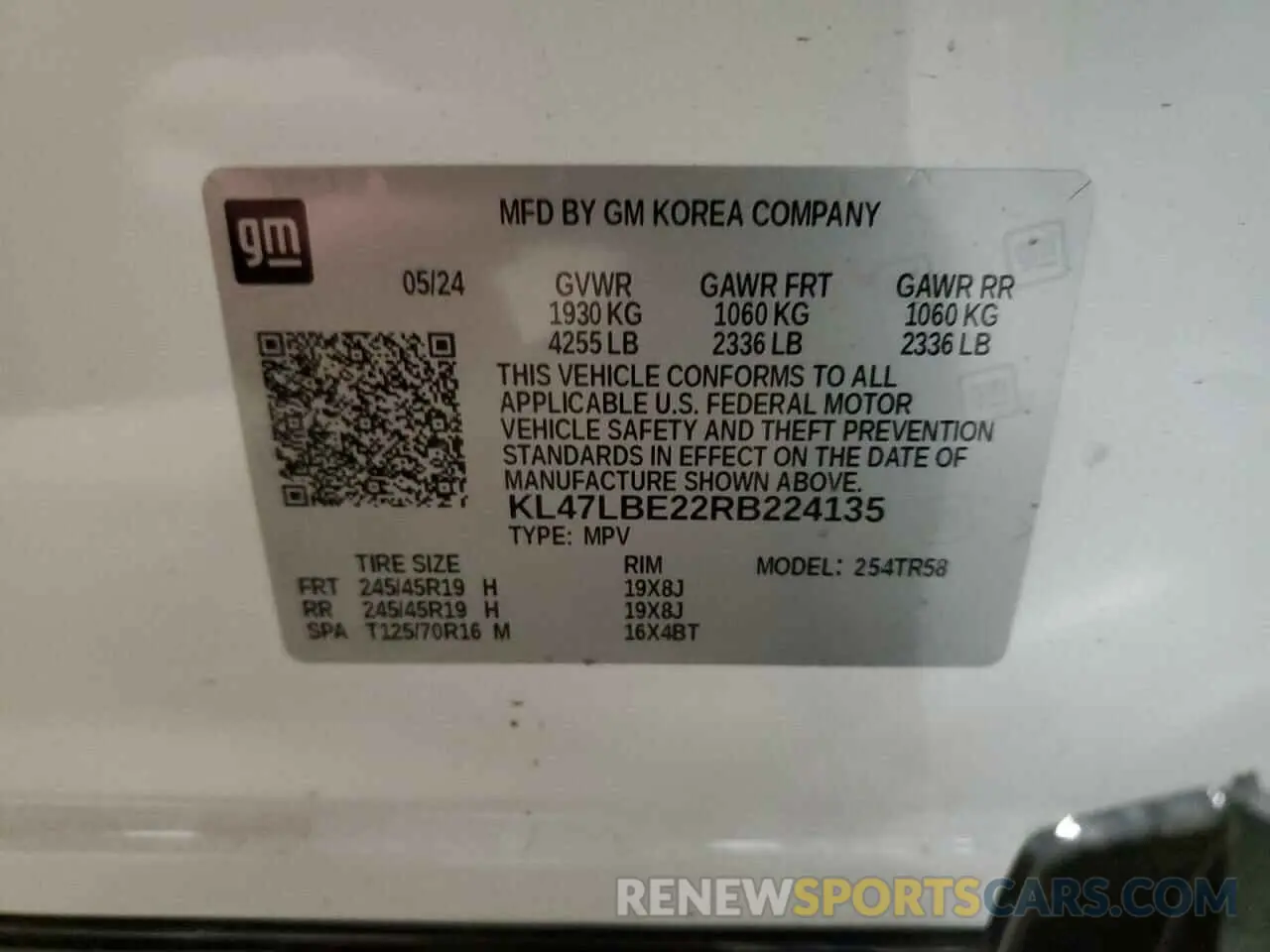 14 Photograph of a damaged car KL47LBE22RB224135 BUICK ENVISTA SP 2024