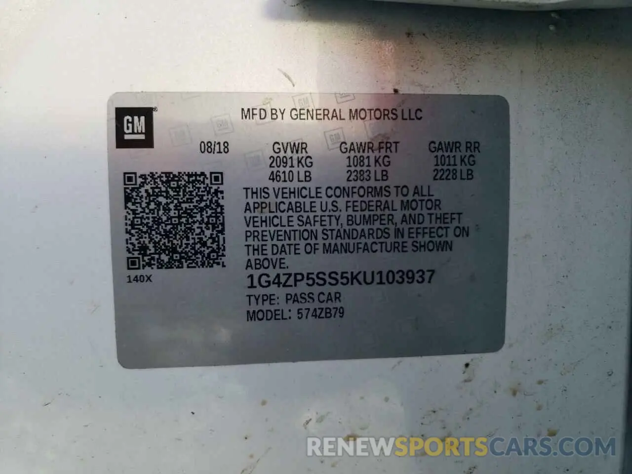 12 Photograph of a damaged car 1G4ZP5SS5KU103937 BUICK LACROSSE 2019