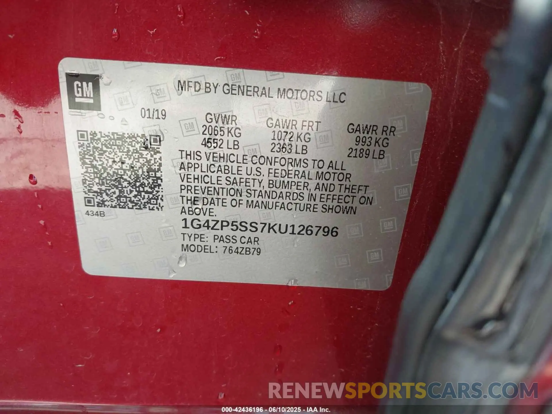 9 Photograph of a damaged car 1G4ZP5SS7KU126796 BUICK LACROSSE 2019