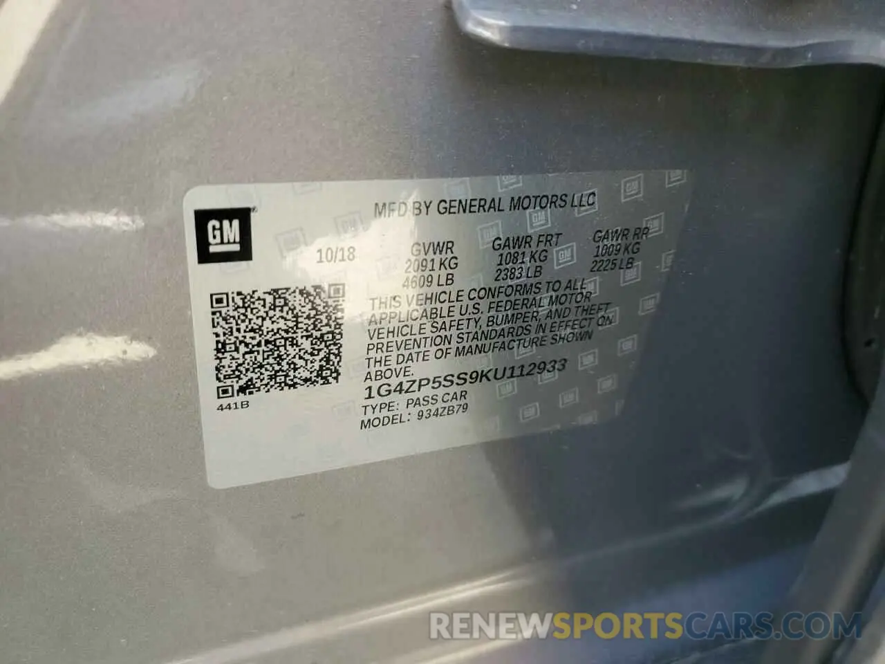12 Photograph of a damaged car 1G4ZP5SS9KU112933 BUICK LACROSSE 2019