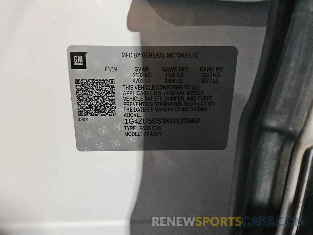 12 Photograph of a damaged car 1G4ZU5SS3KU123662 BUICK LACROSSE 2019