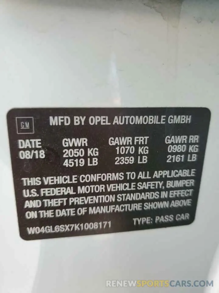 12 Photograph of a damaged car W04GL6SX7K1008171 BUICK REGAL 2019