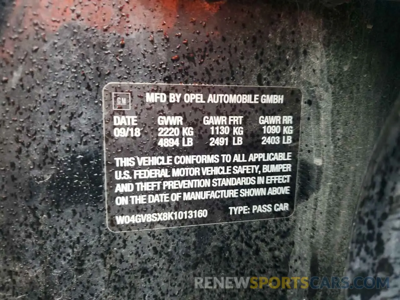 13 Photograph of a damaged car W04GV8SX8K1013160 BUICK REGAL 2019