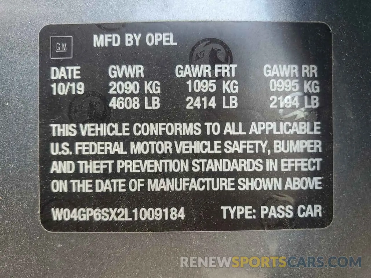 13 Photograph of a damaged car W04GP6SX2L1009184 BUICK REGAL 2020