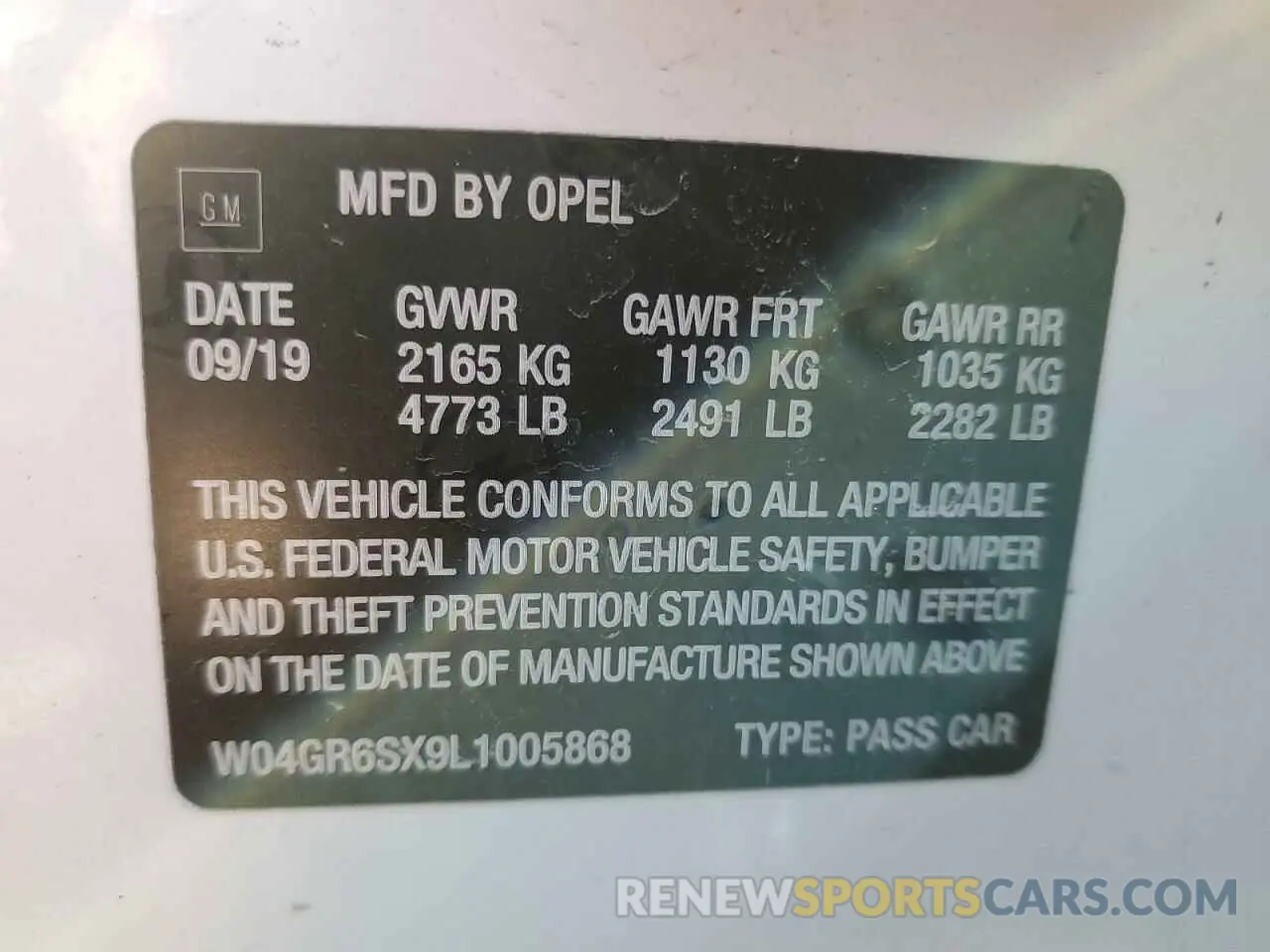 12 Photograph of a damaged car W04GR6SX9L1005868 BUICK REGAL 2020