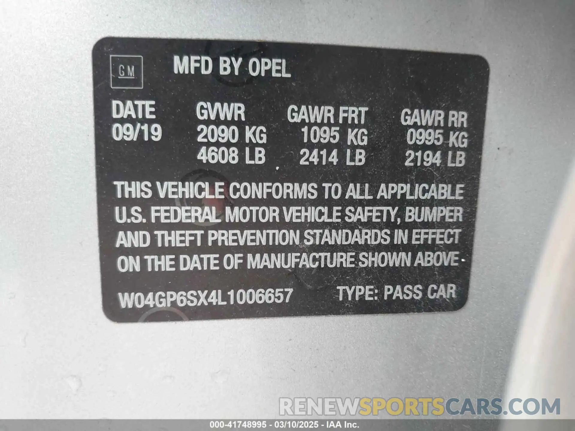 9 Photograph of a damaged car W04GP6SX4L1006657 BUICK REGAL SPORTBACK 2020