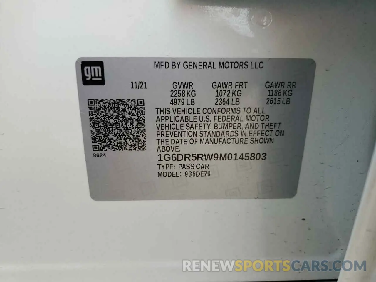 12 Photograph of a damaged car 1G6DR5RW9M0145803 CADILLAC CT5 2021