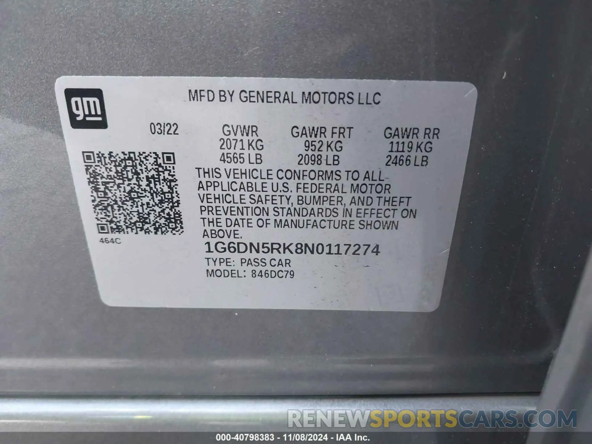 9 Photograph of a damaged car 1G6DN5RK8N0117274 CADILLAC CT5 2022