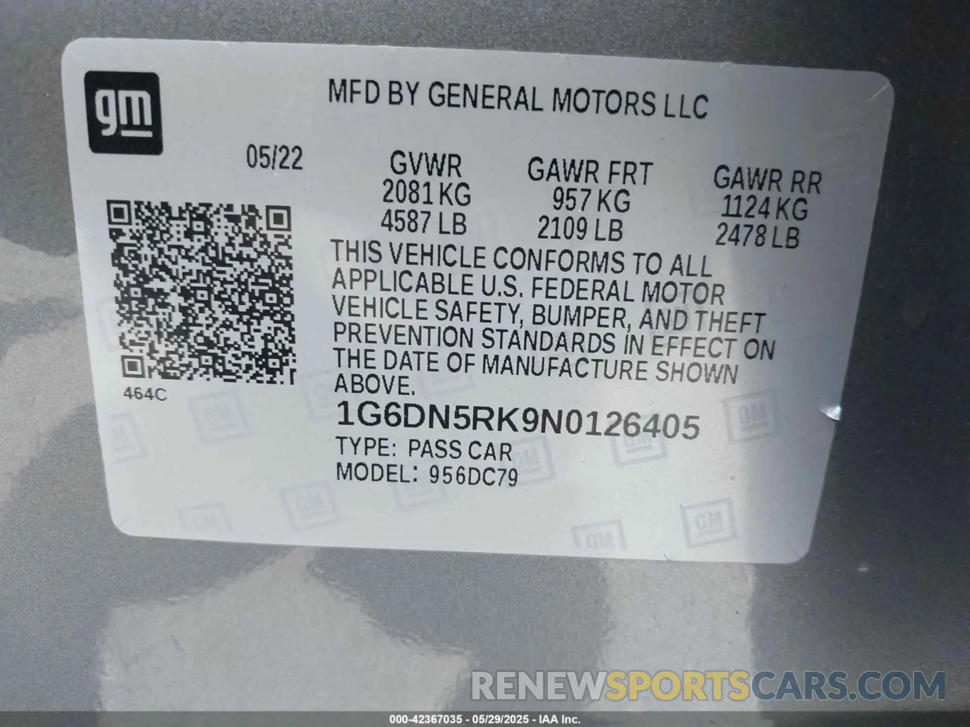 9 Photograph of a damaged car 1G6DN5RK9N0126405 CADILLAC CT5 2022