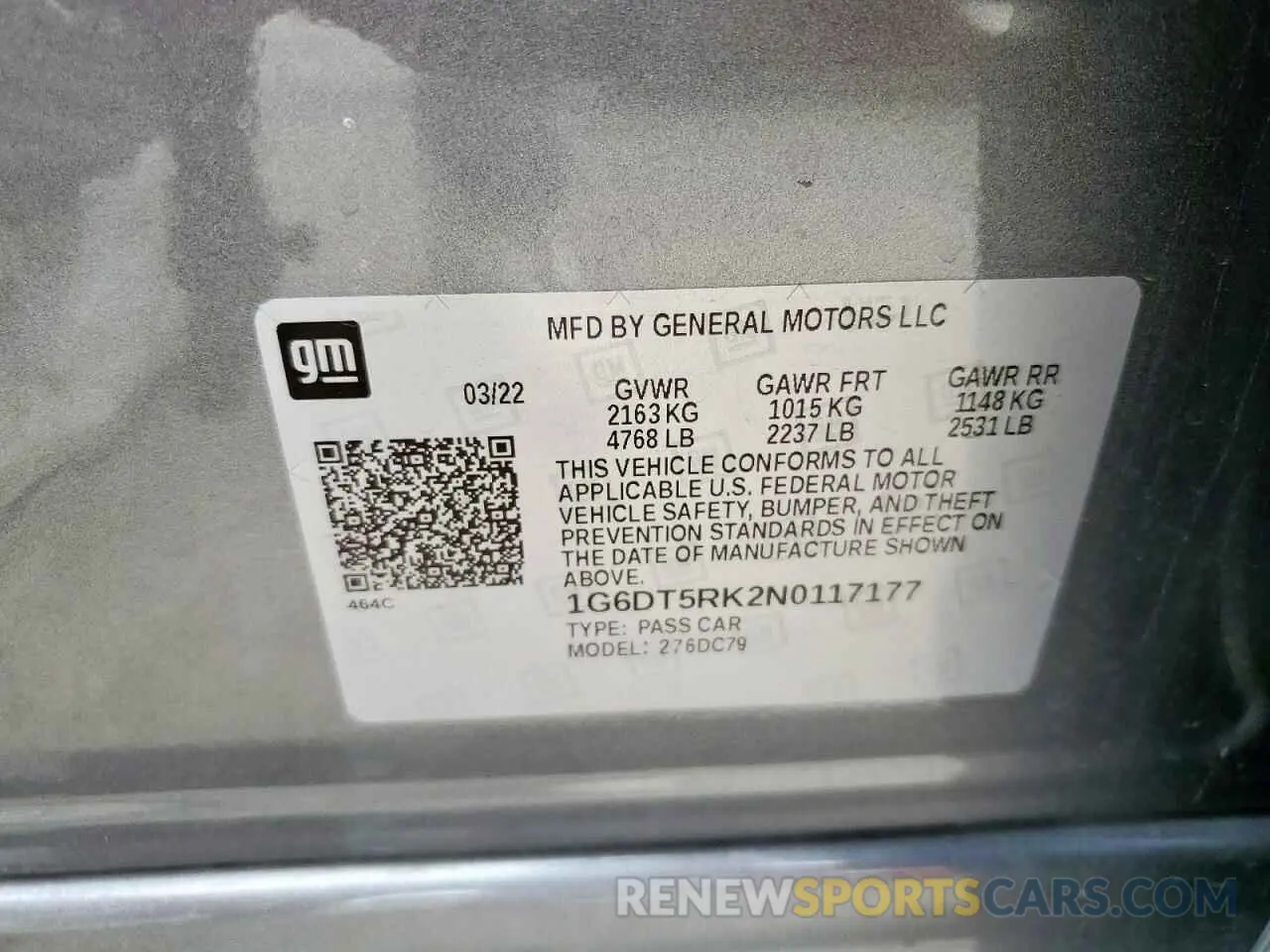 12 Photograph of a damaged car 1G6DT5RK2N0117177 CADILLAC CT5 2022