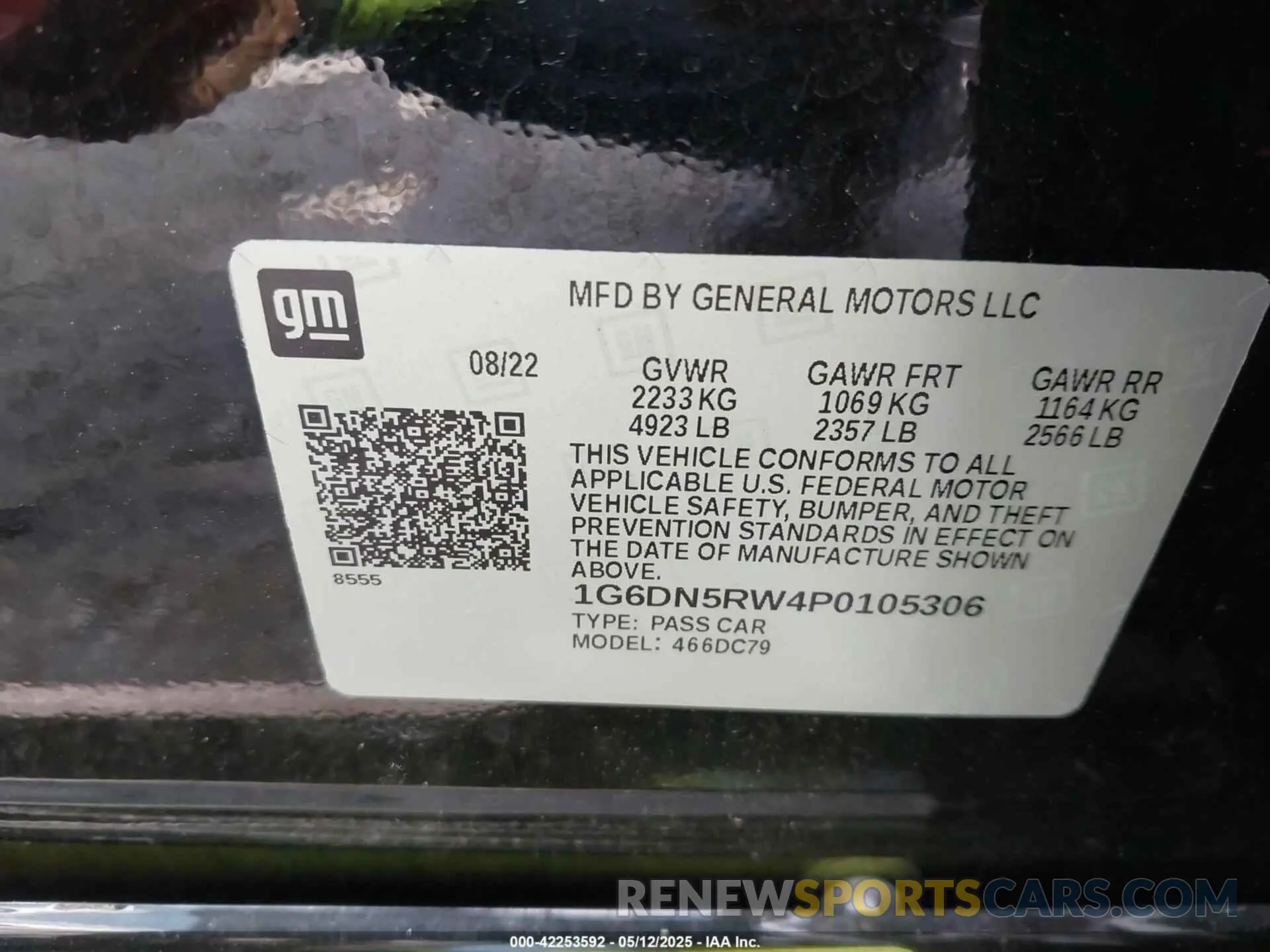 9 Photograph of a damaged car 1G6DN5RW4P0105306 CADILLAC CT5 2023