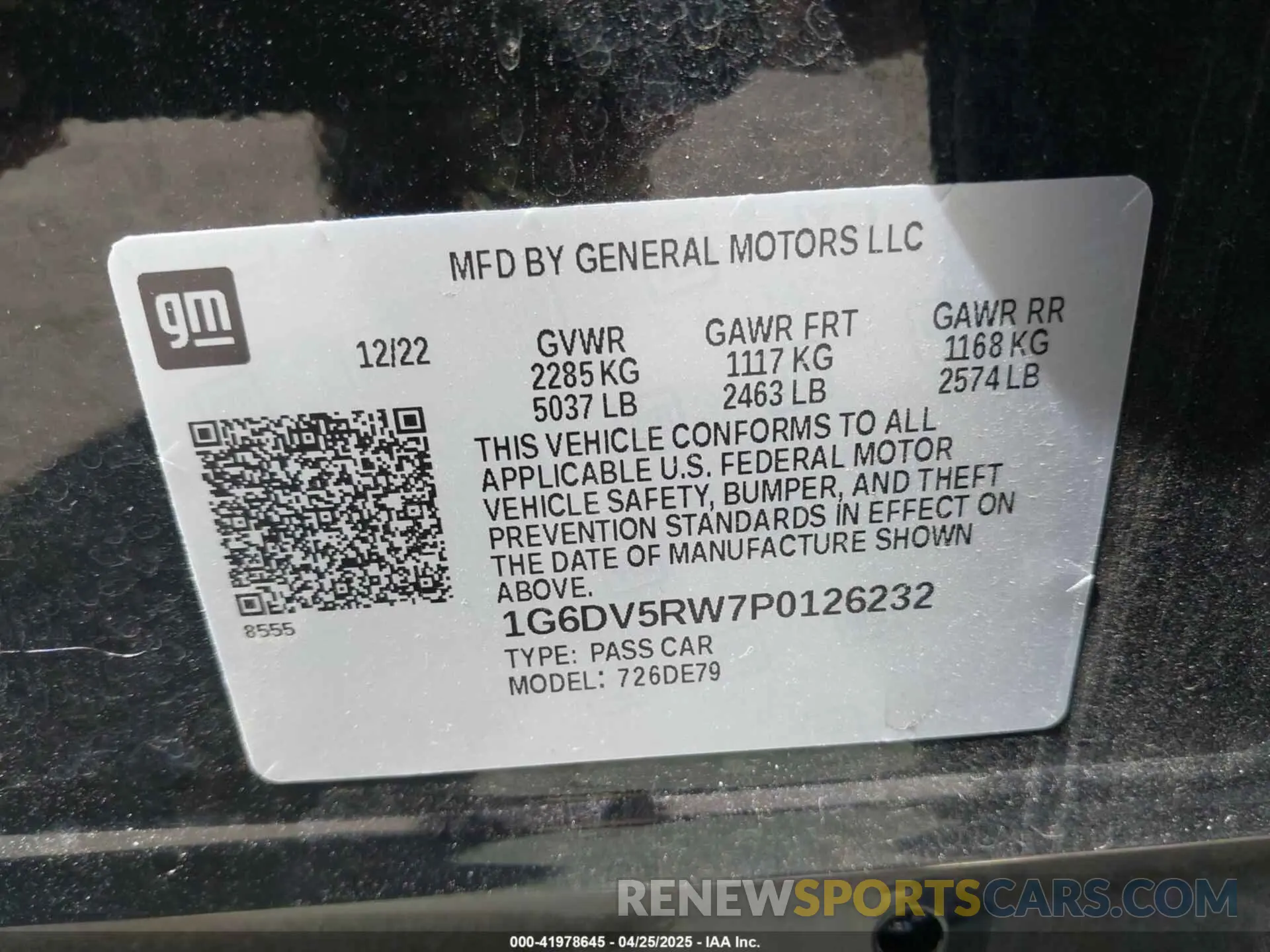 8 Photograph of a damaged car 1G6DV5RW7P0126232 CADILLAC CT5-V 2023