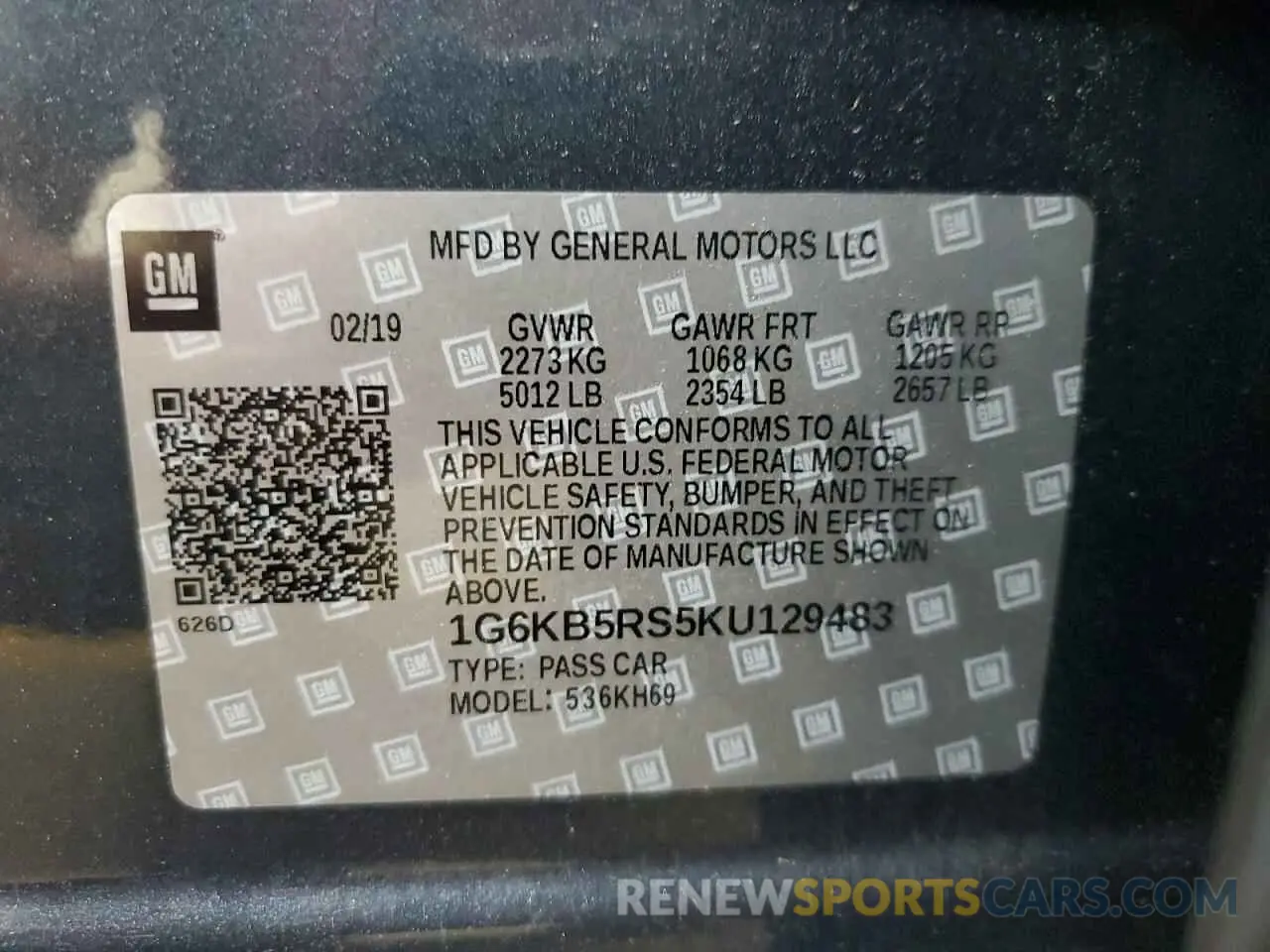 12 Photograph of a damaged car 1G6KB5RS5KU129483 CADILLAC CT6 2019