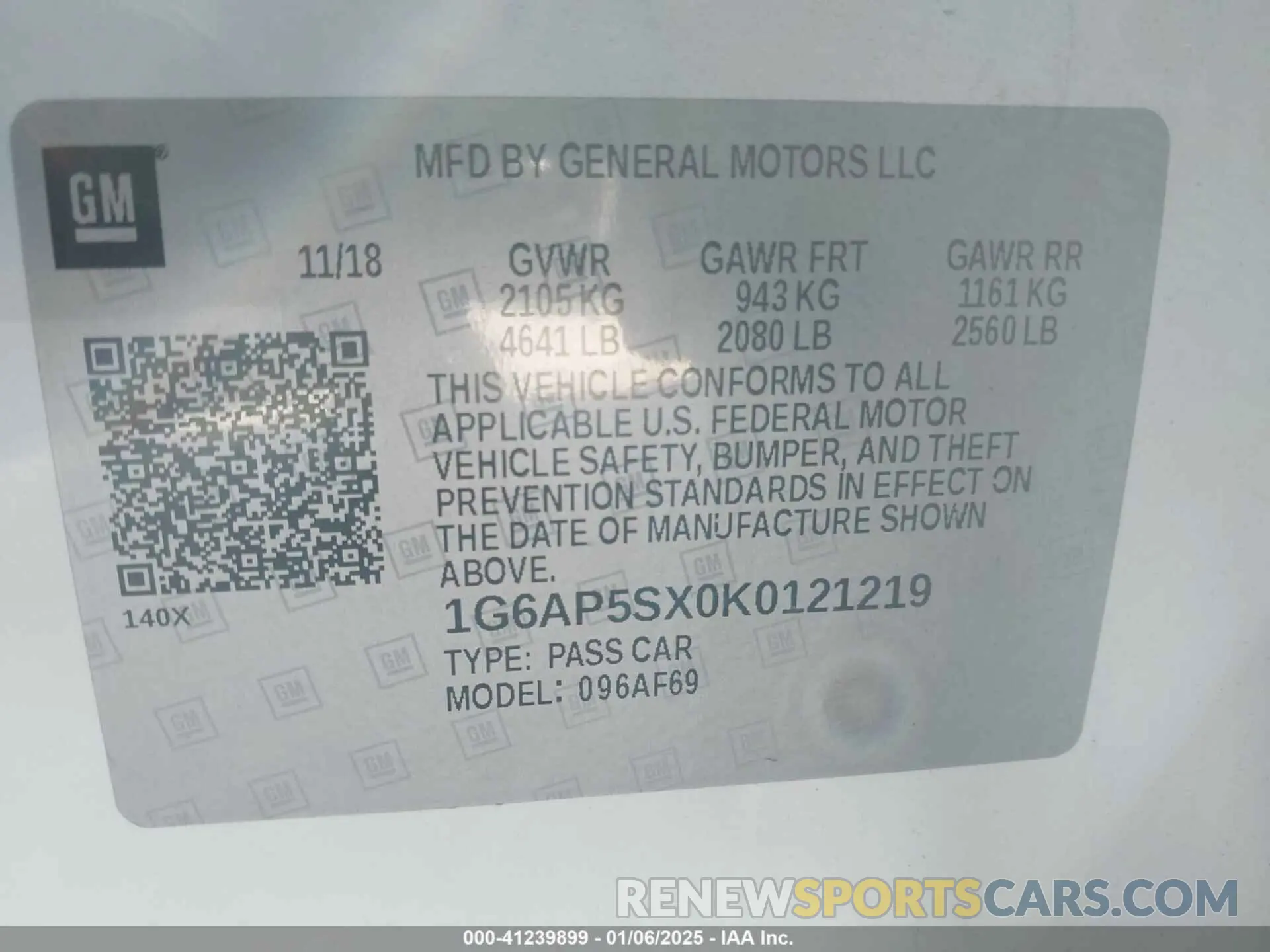9 Photograph of a damaged car 1G6AP5SX0K0121219 CADILLAC CTS 2019