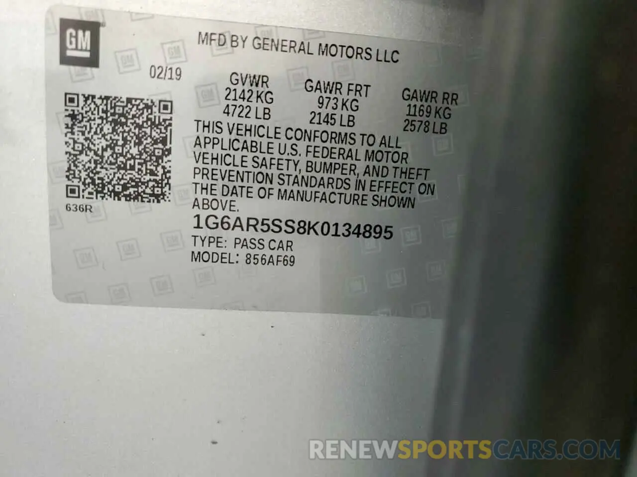 12 Photograph of a damaged car 1G6AR5SS8K0134895 CADILLAC CTS 2019