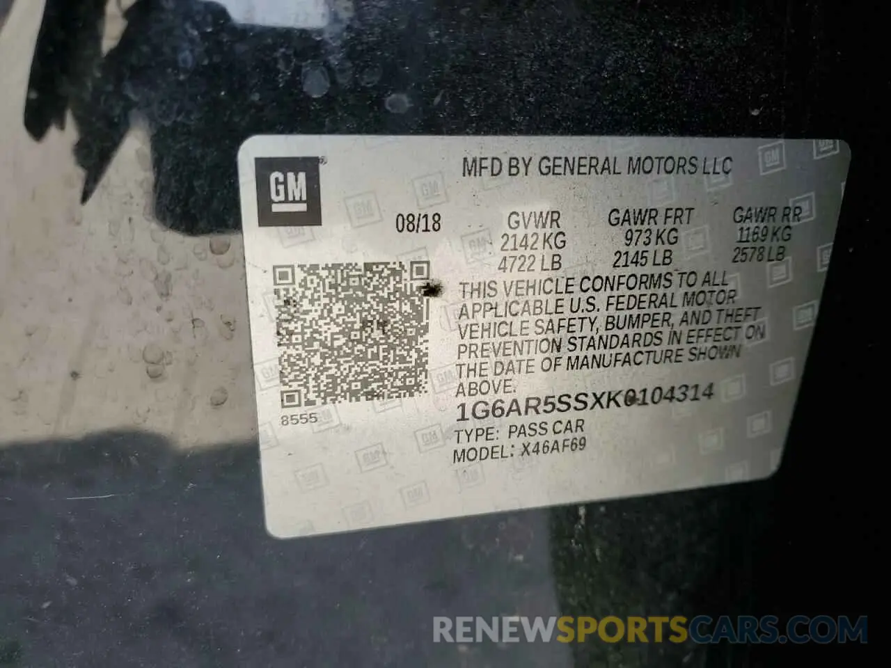 13 Photograph of a damaged car 1G6AR5SSXK0104314 CADILLAC CTS 2019