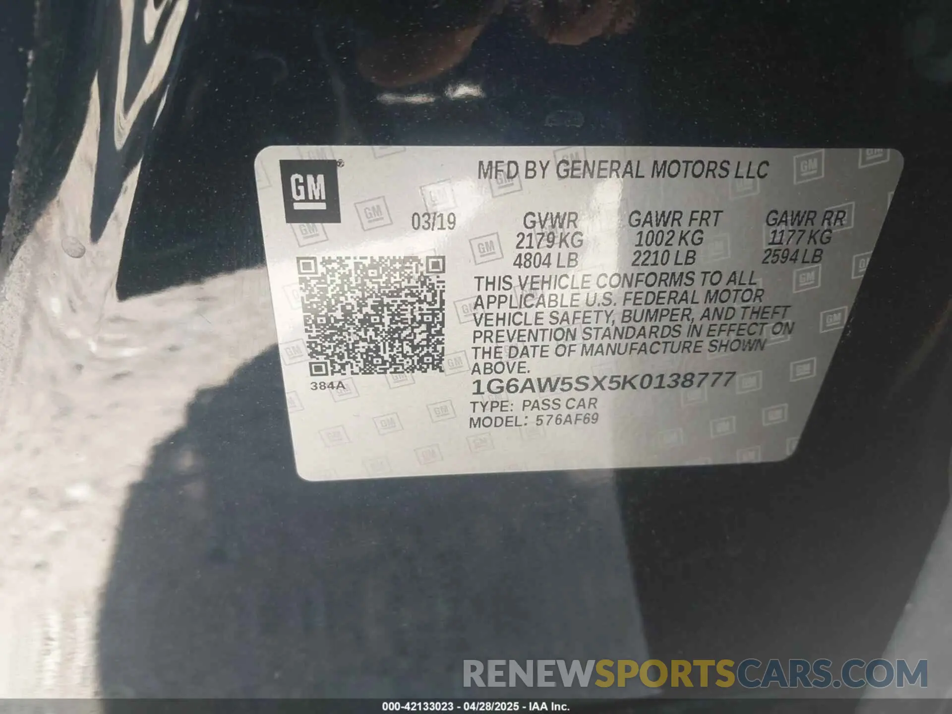 9 Photograph of a damaged car 1G6AW5SX5K0138777 CADILLAC CTS 2019